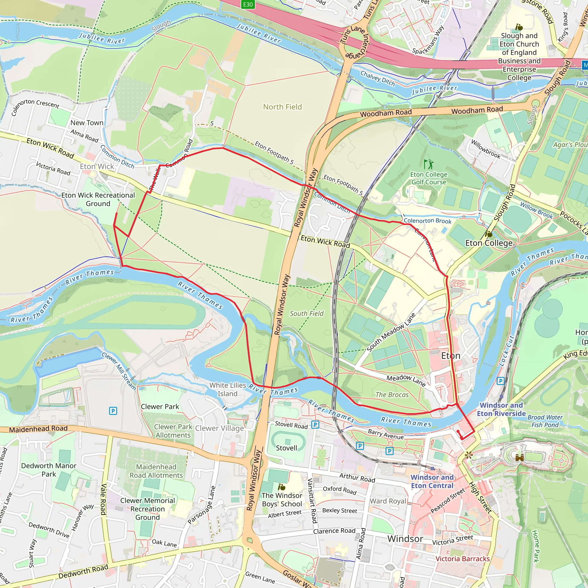 Eton and Cooley's Meadow Loop mobile static map