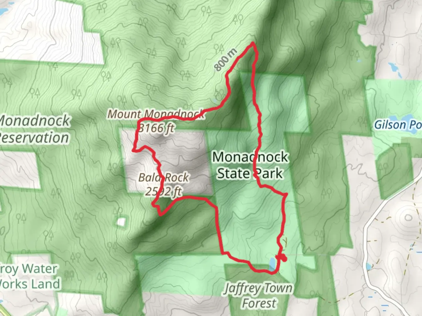 An image depicting the trail Mount Monadnock, Pumpelly Trail and Cascade Link Loop Trail and its surrounding area.