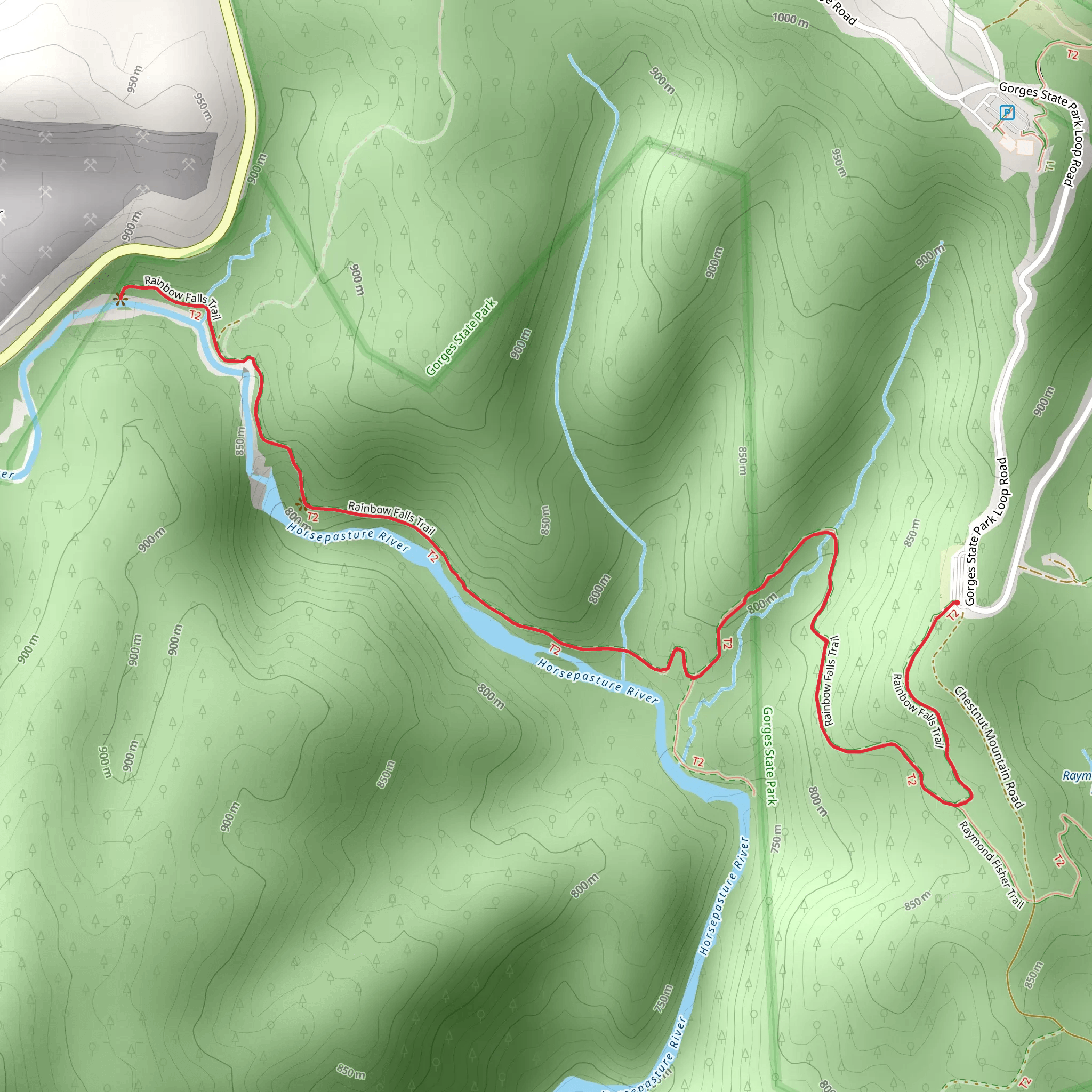 Rainbow Falls Trail mobile static map