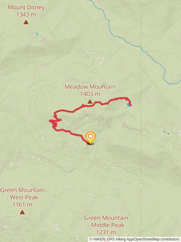 Saddle Lake via Meadow Mountain mobile static map