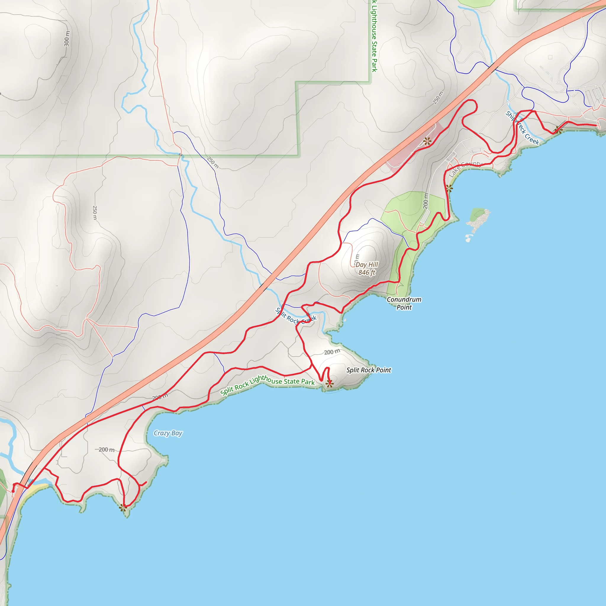 Superior Hiking and Gitchi-Gami State Loop Trail - Split Rock River mobile static map