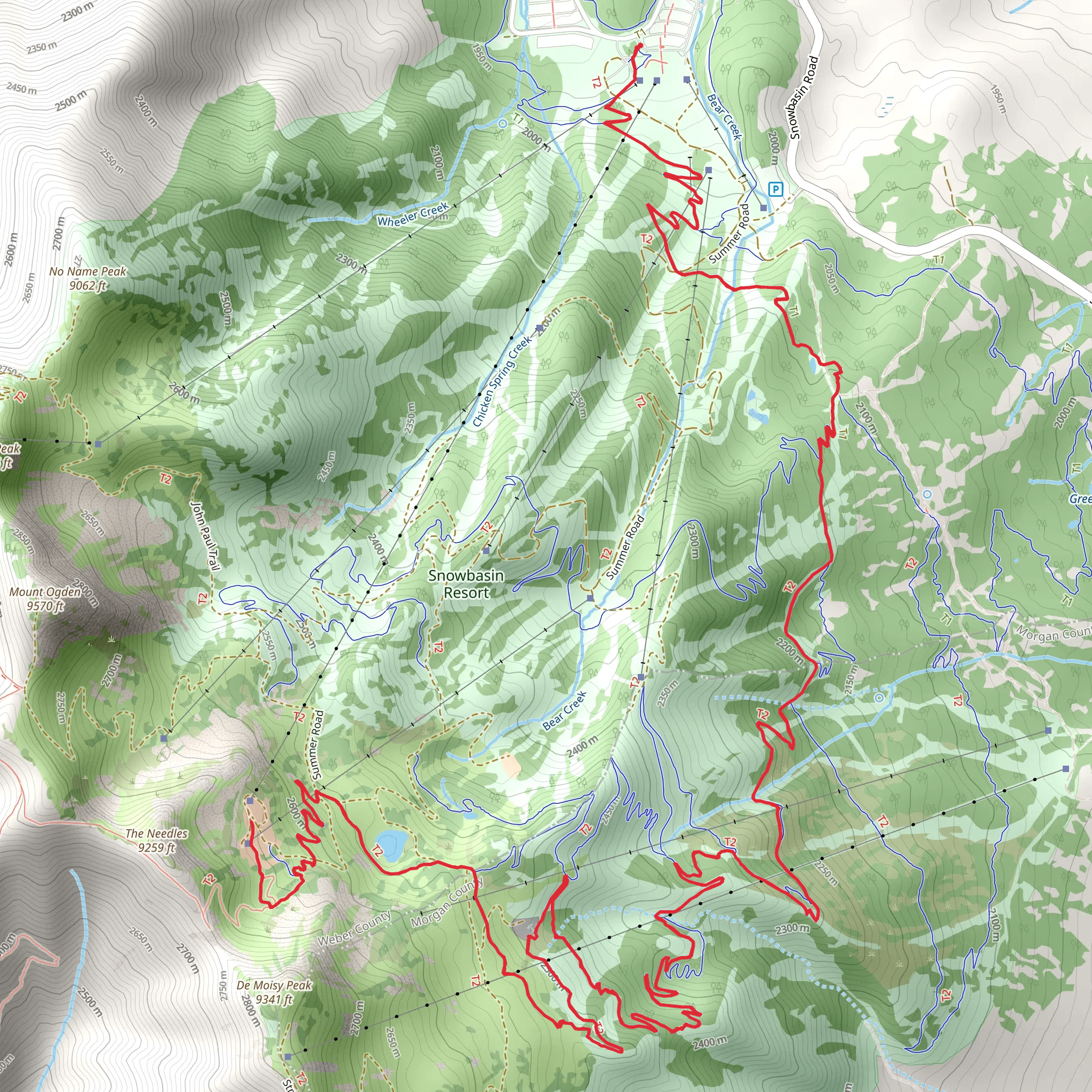 Needles and Ridge Trail mobile static map