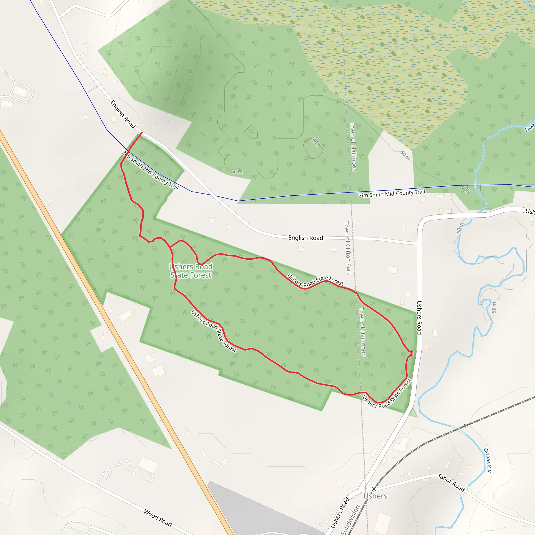 Ushers Road State Forest Loop mobile static map