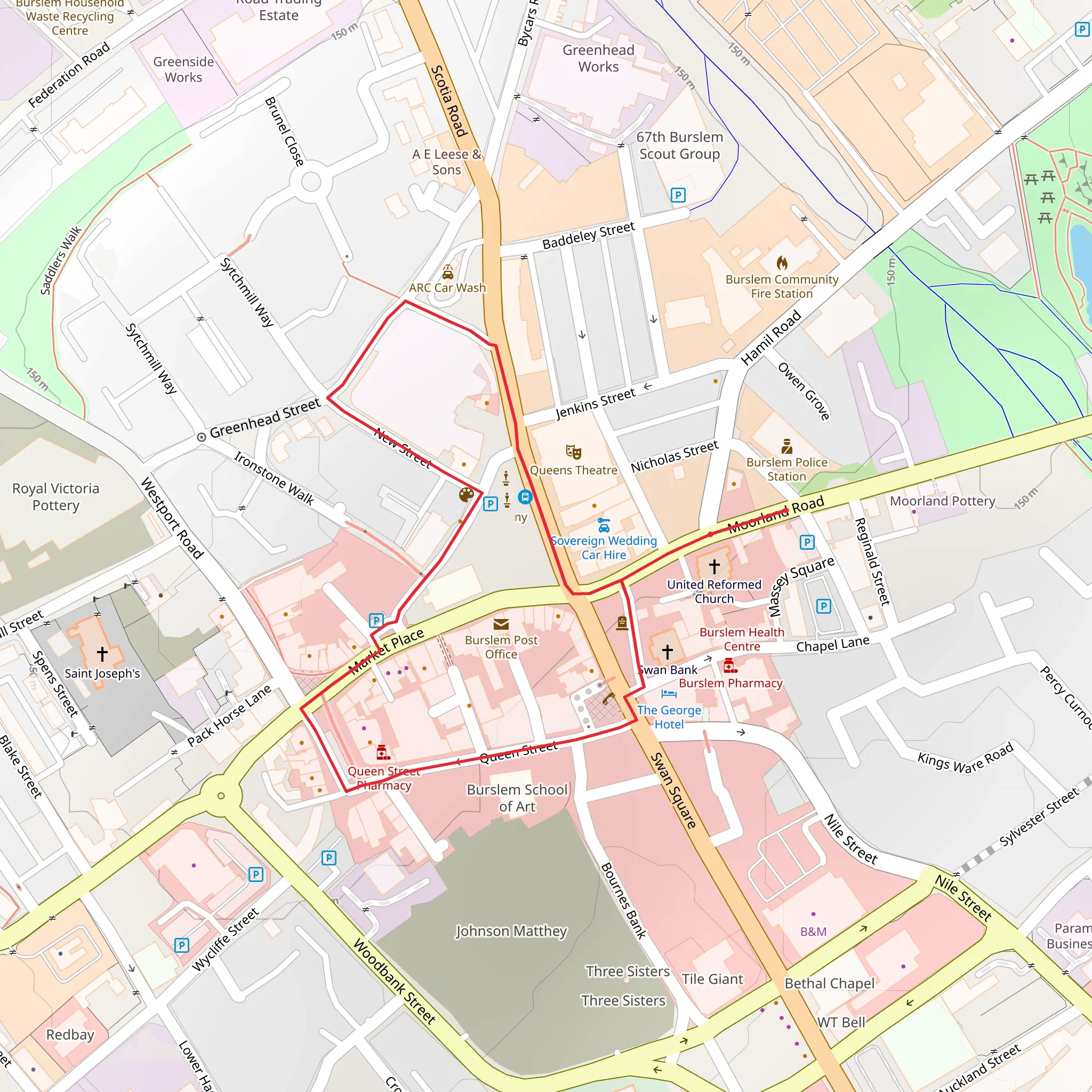 Burslem Short Loop mobile static map