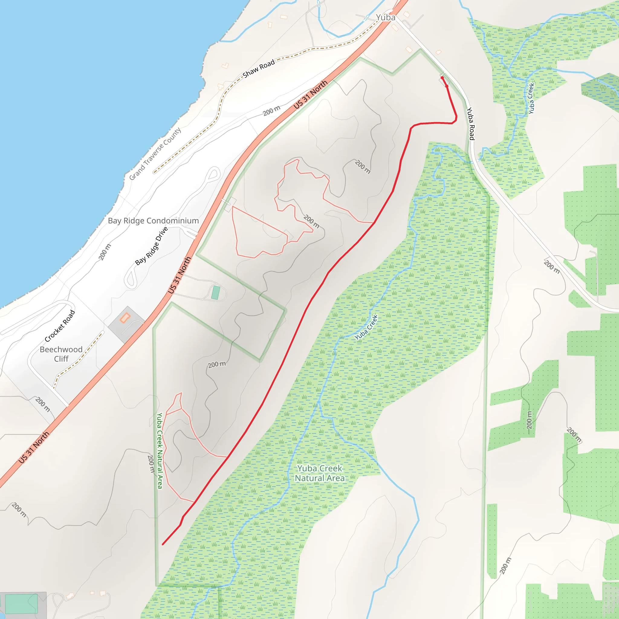 Yuba Creek Natural Area Out and Back mobile static map