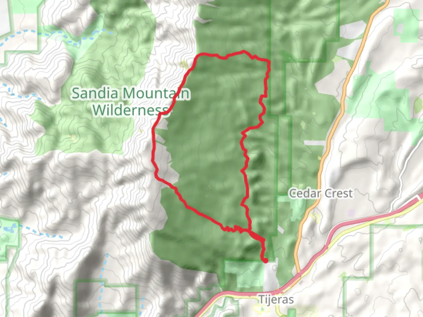 An image depicting the trail South Sandia Peak Loop and its surrounding area.