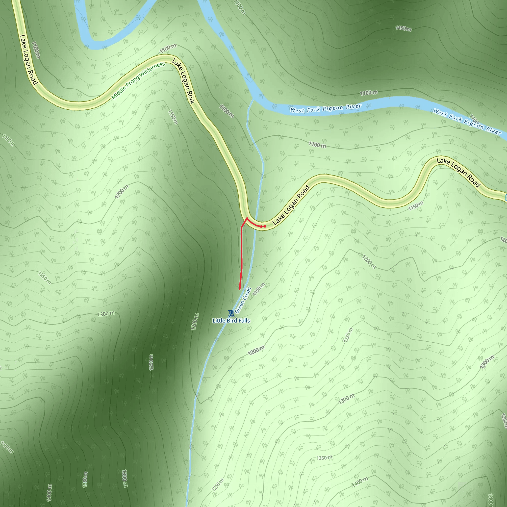Green Creek Out and Back mobile static map