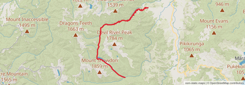 Anatoki Track - Anatoki Forks Hut to Waingaro Forks Hut stage 6 Map