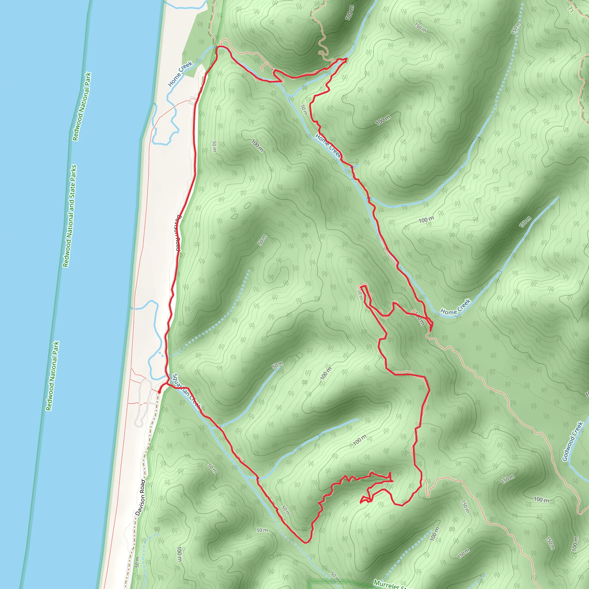 Miner's Ridge, Clintonia and James Irvine Loop Trail mobile static map