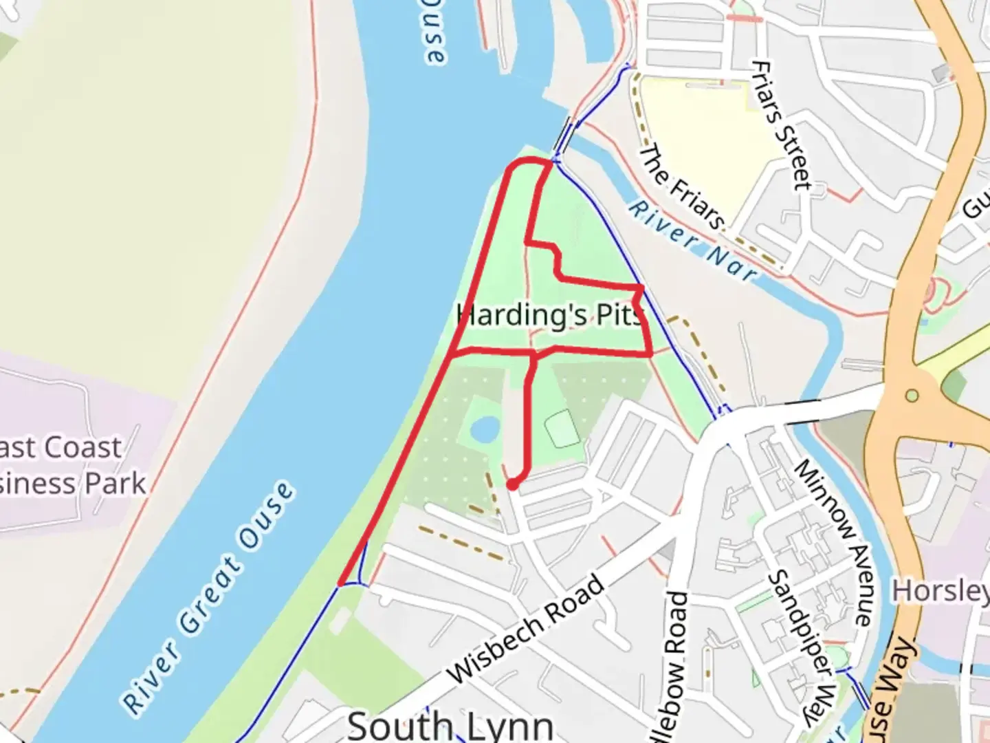 An image depicting the trail Harding's Pits Loop and its surrounding area.