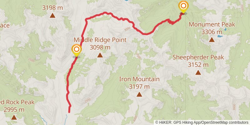 West Fork Hellroaring Trail via Sheep Creek Trail stage 3 Map