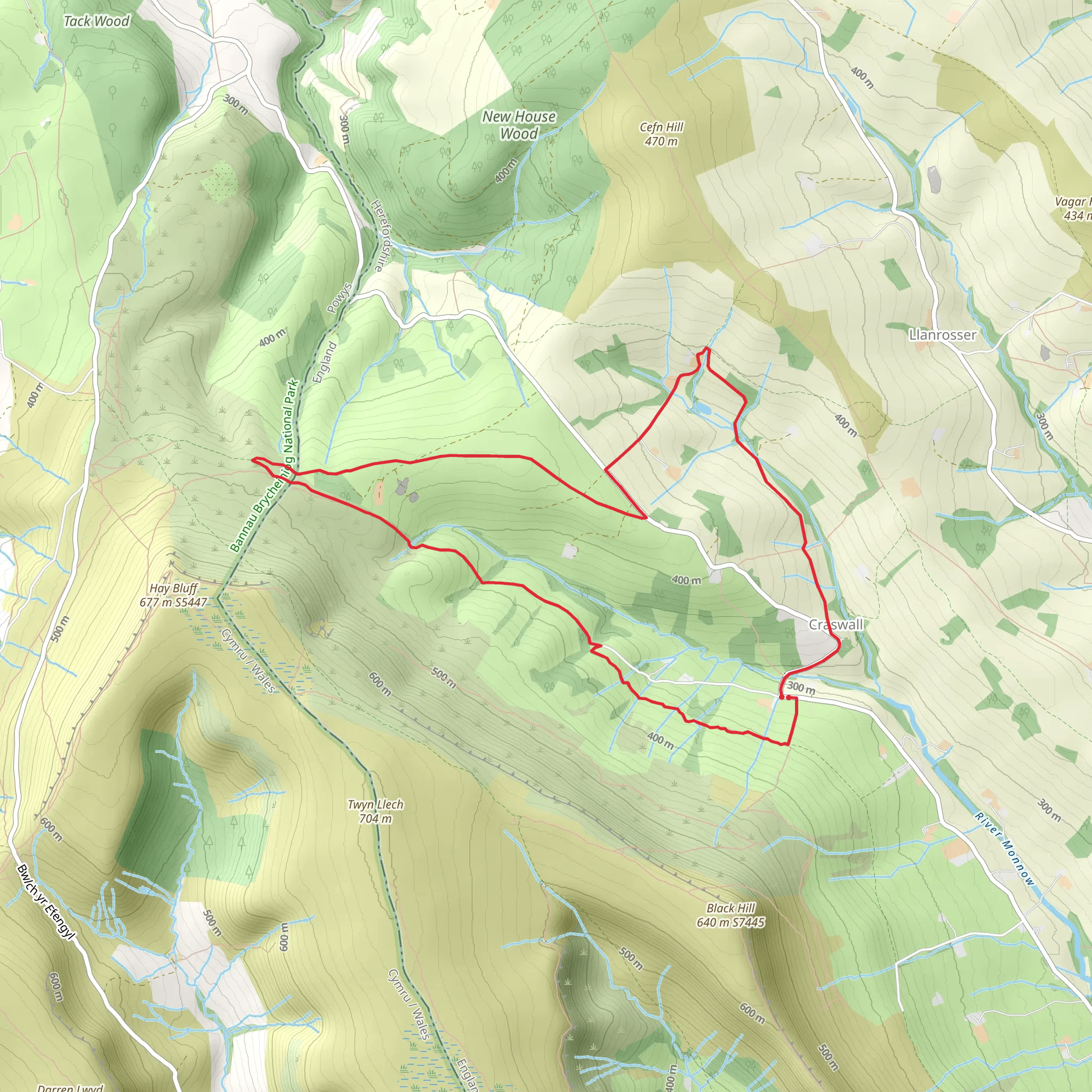 Craswall Priory and Hay Bluff mobile static map