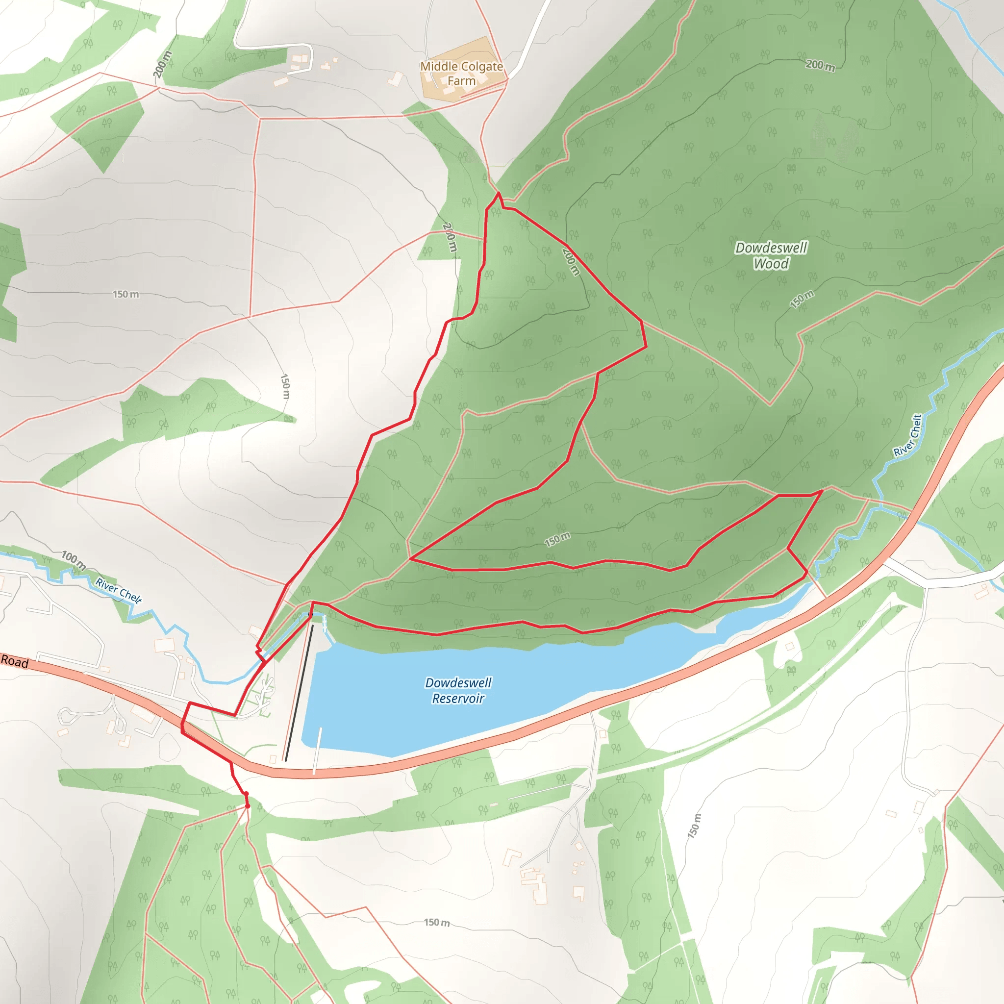 Dowdeswell Wood and Reservoir Loop mobile static map