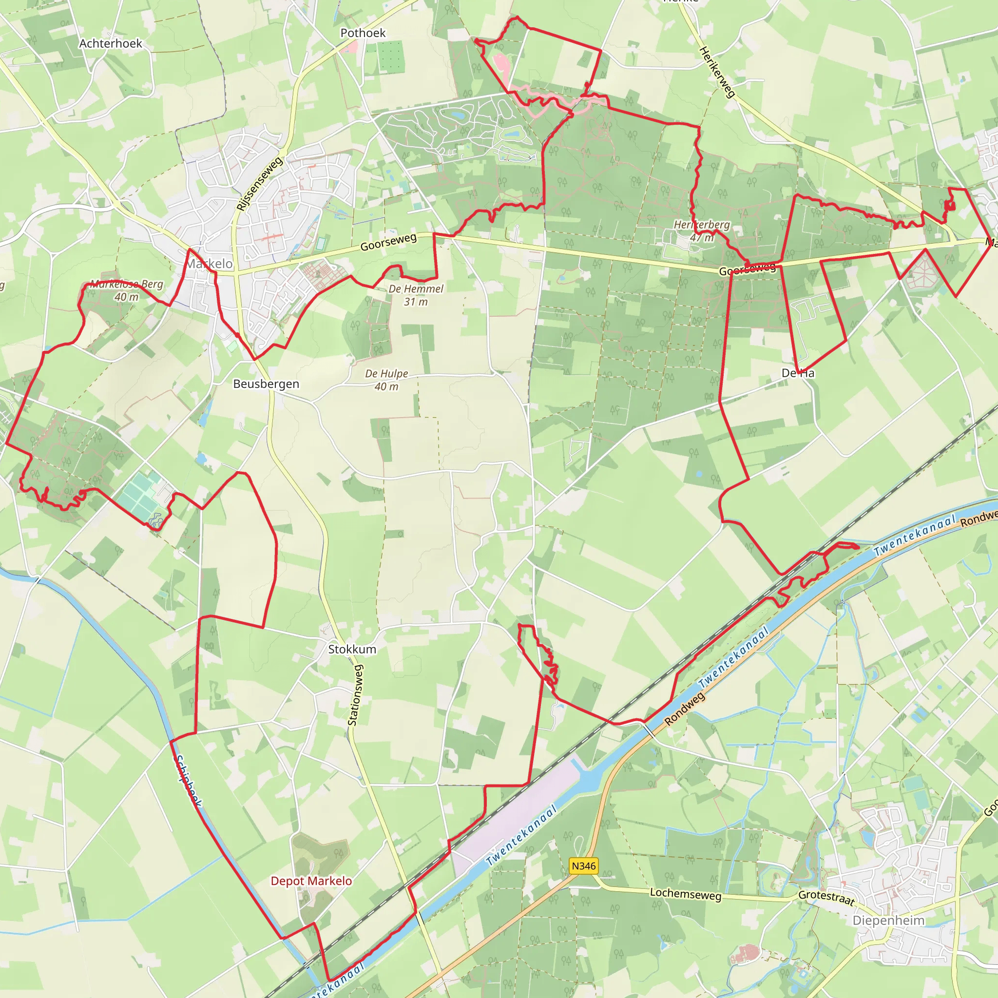 Beusbergen, Katten berg and Herikerberg Loop mobile static map