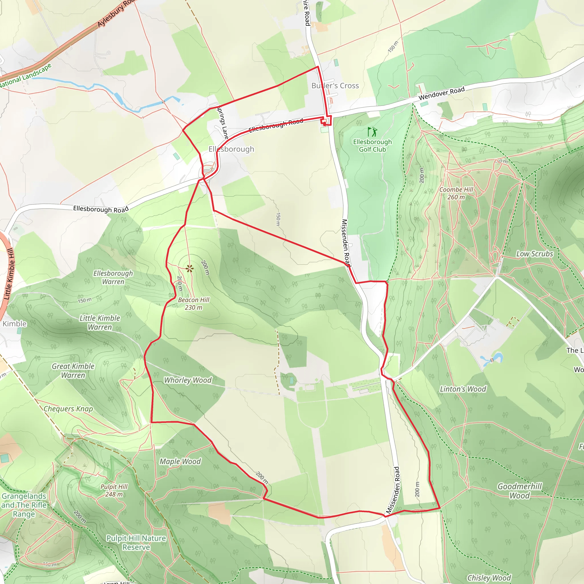Whorley and Ellesborough Loop mobile static map