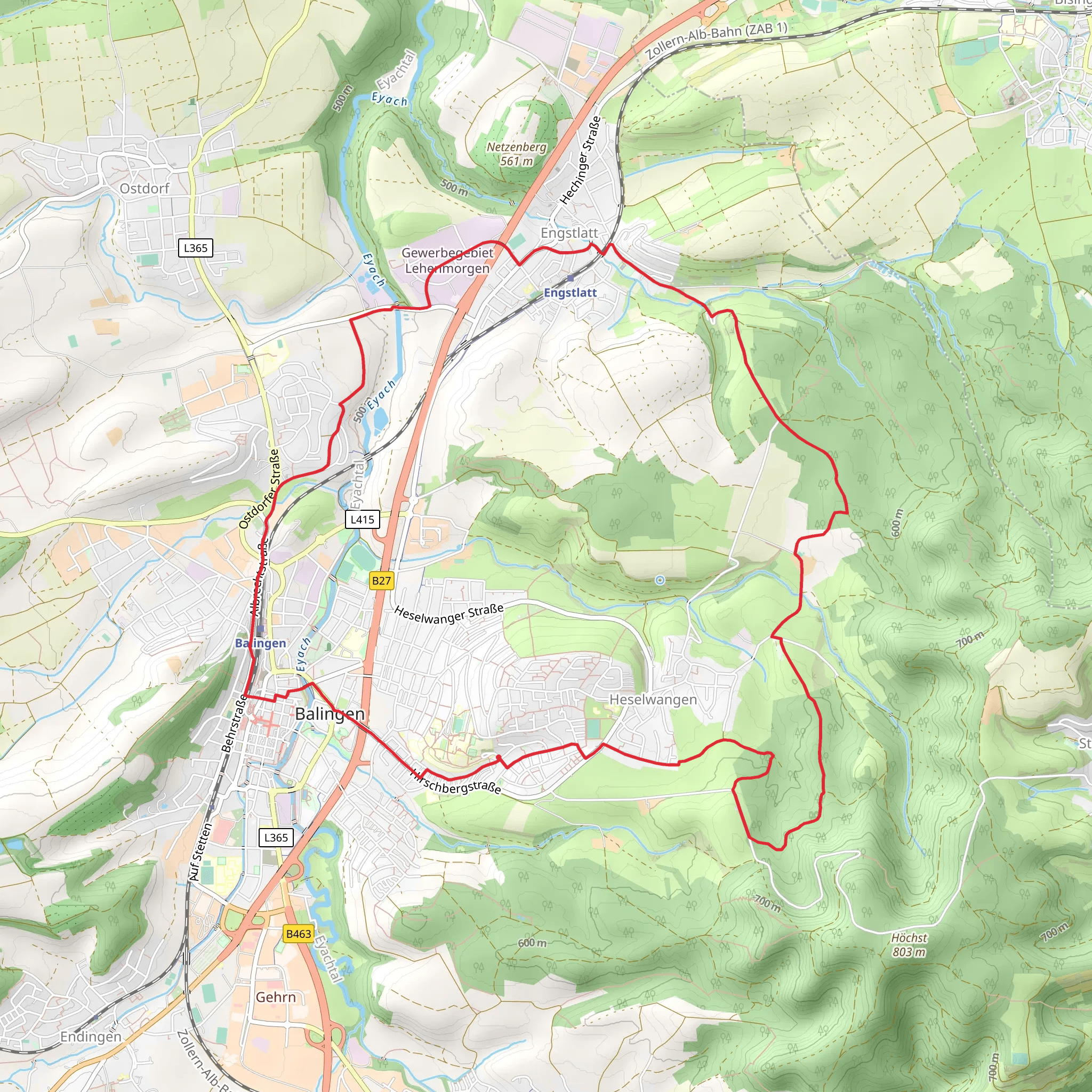 Balingen to Engstlatt Loop mobile static map