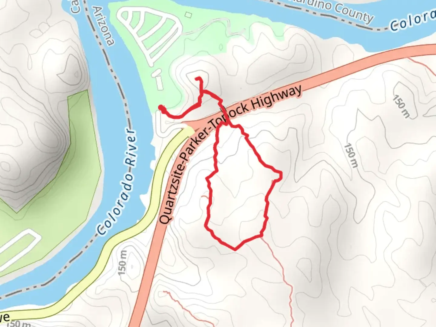 An image depicting the trail Buckskin Mountain State Park Loop and its surrounding area.