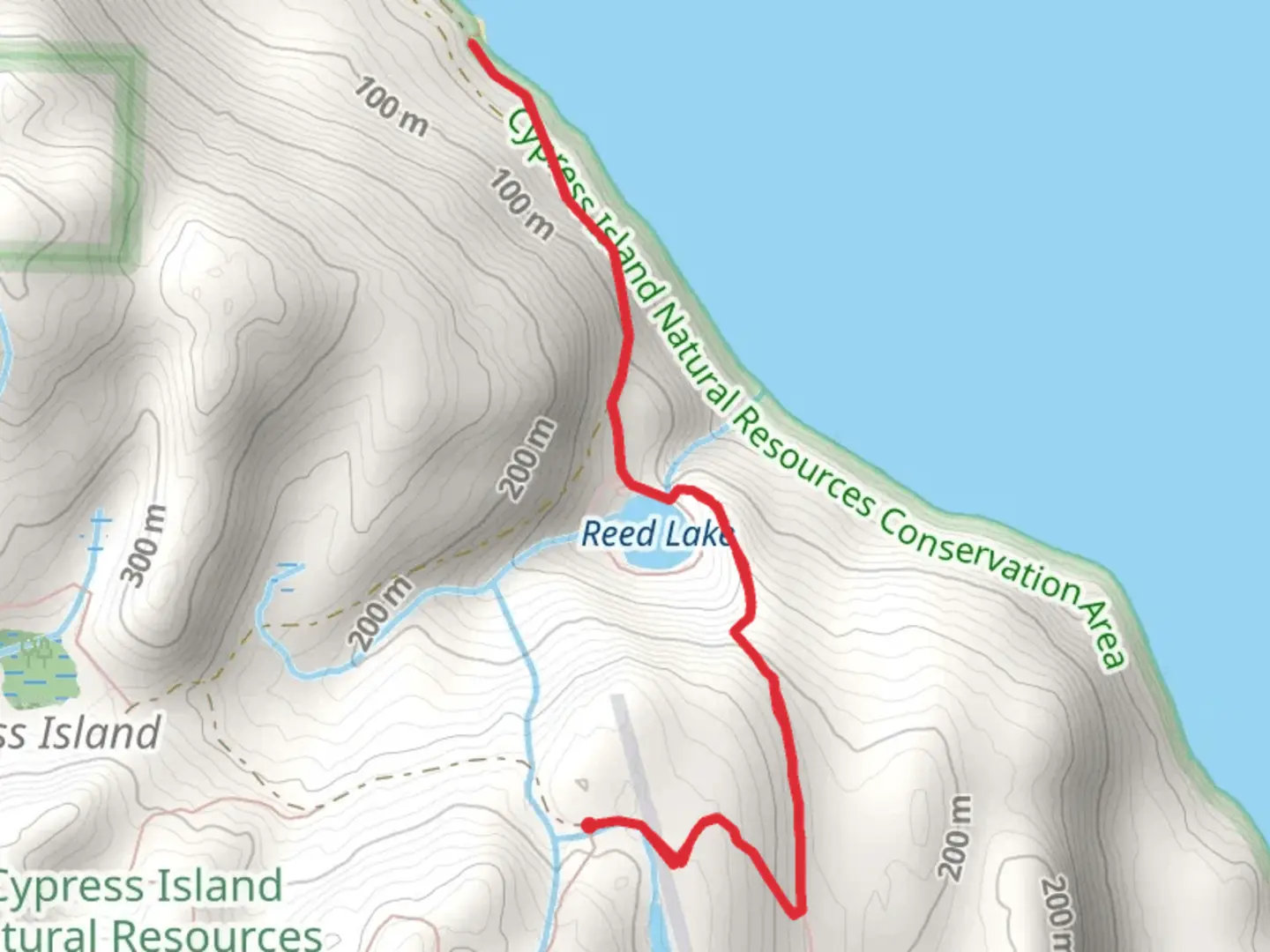 An image depicting the trail Old Airfield Trail and Cypress Mainline Trail and its surrounding area.