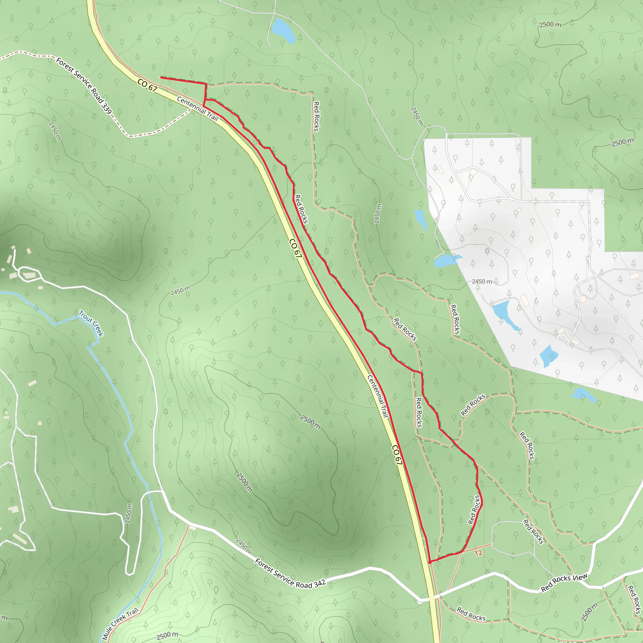 Centennial and Red Rocks Loop Trail mobile static map