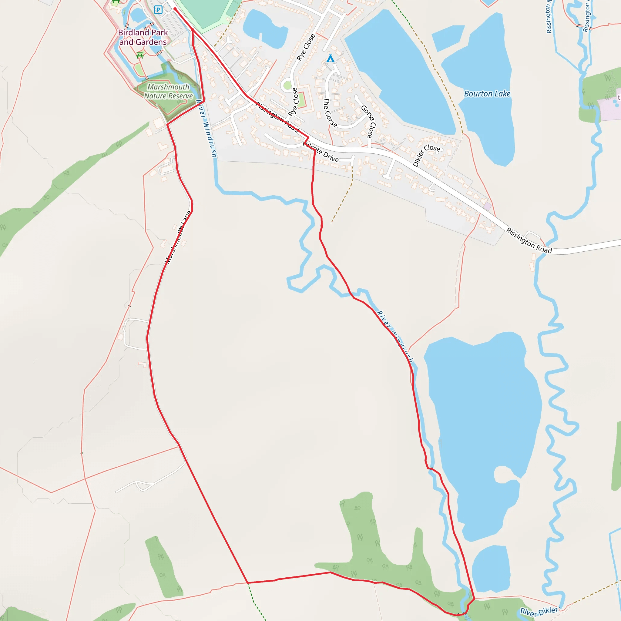 Bourton-on-the Water Circular mobile static map