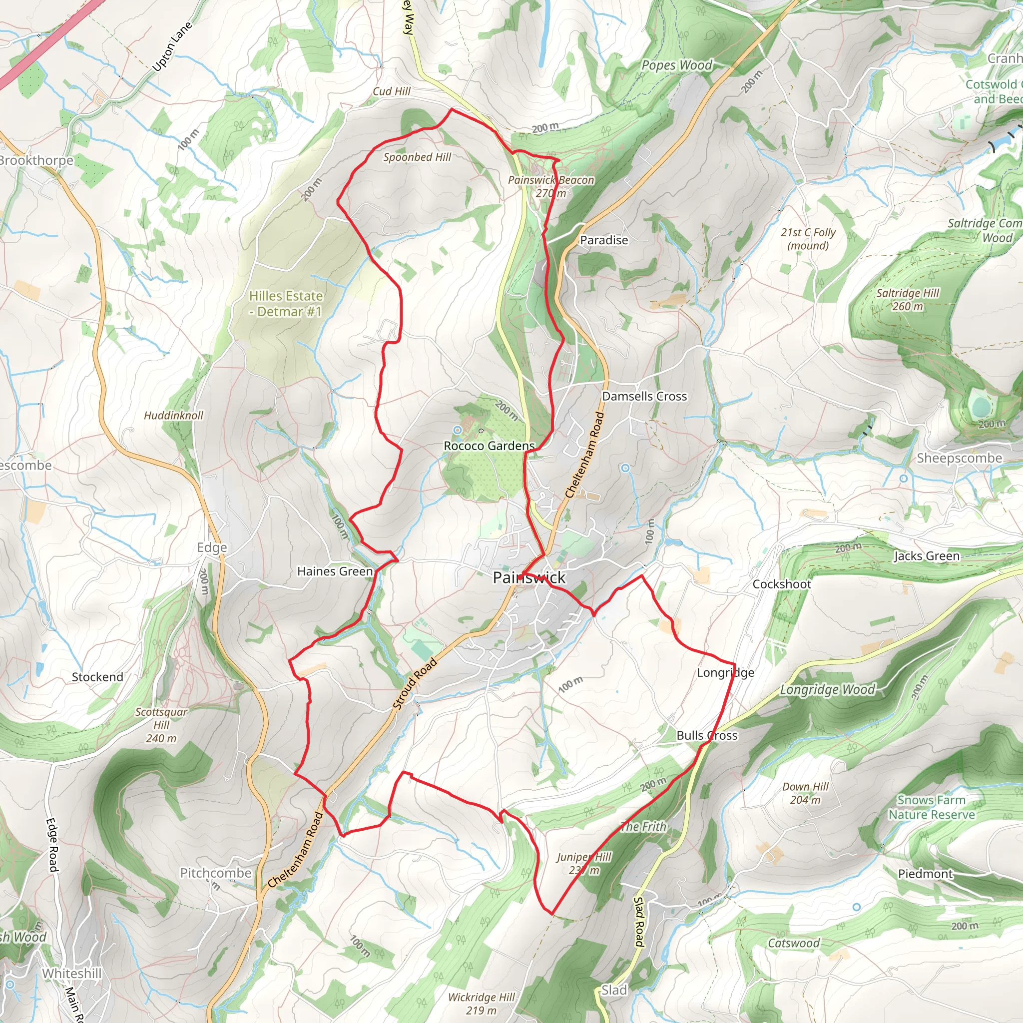 Painswick, Paradise and Bulls Cross Loop Walk mobile static map