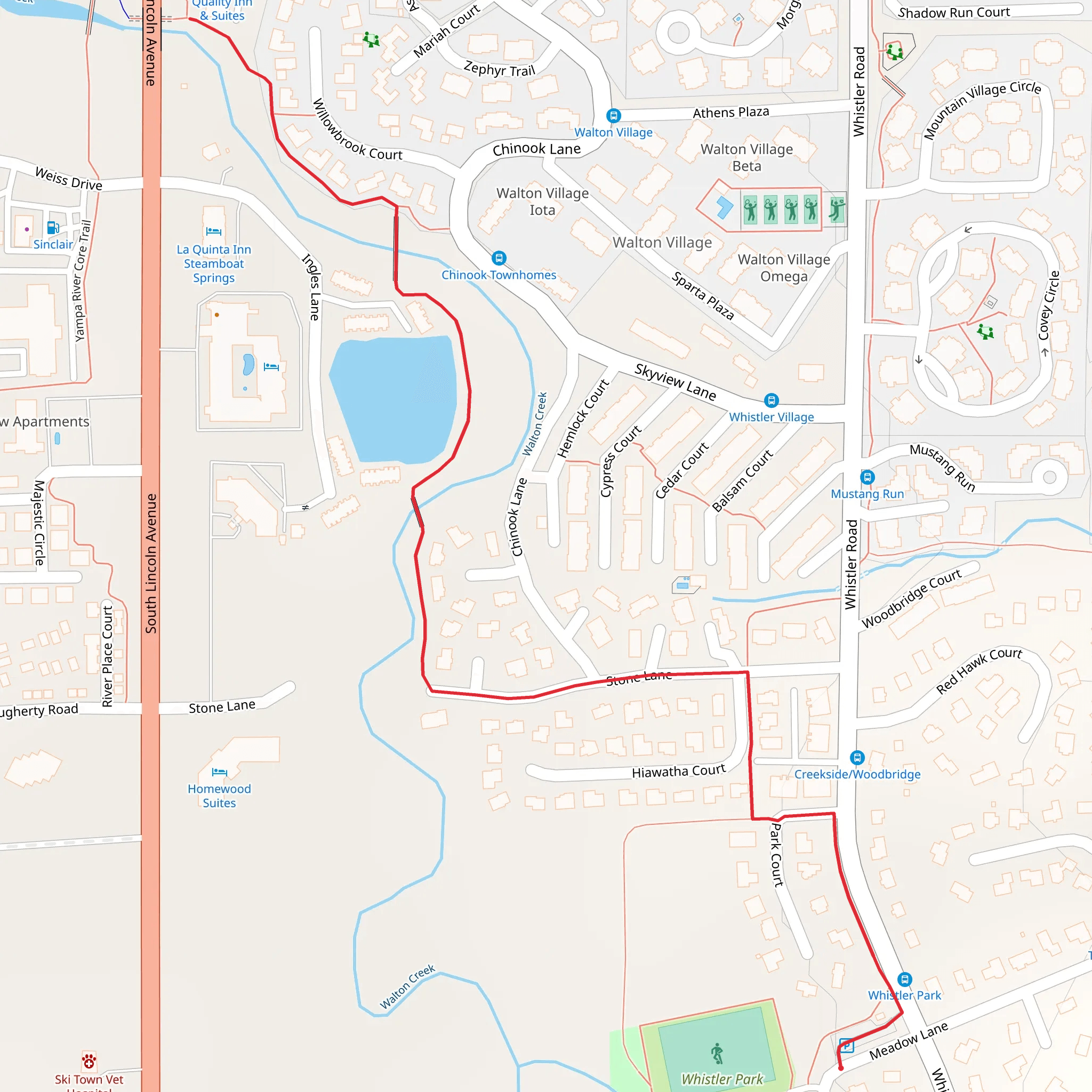Walk Creek Walk from Meadow Lane mobile static map