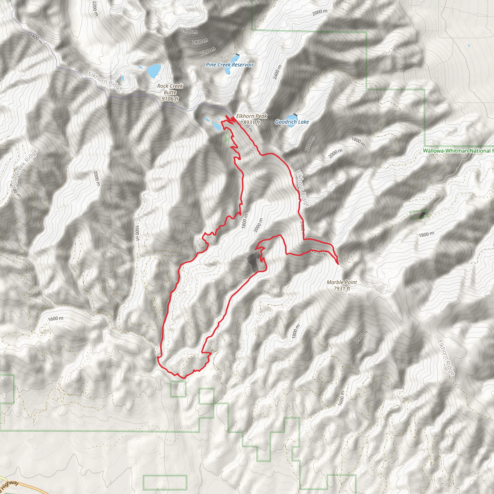 Marble Pass and Twin Lakes Loop Trail mobile static map