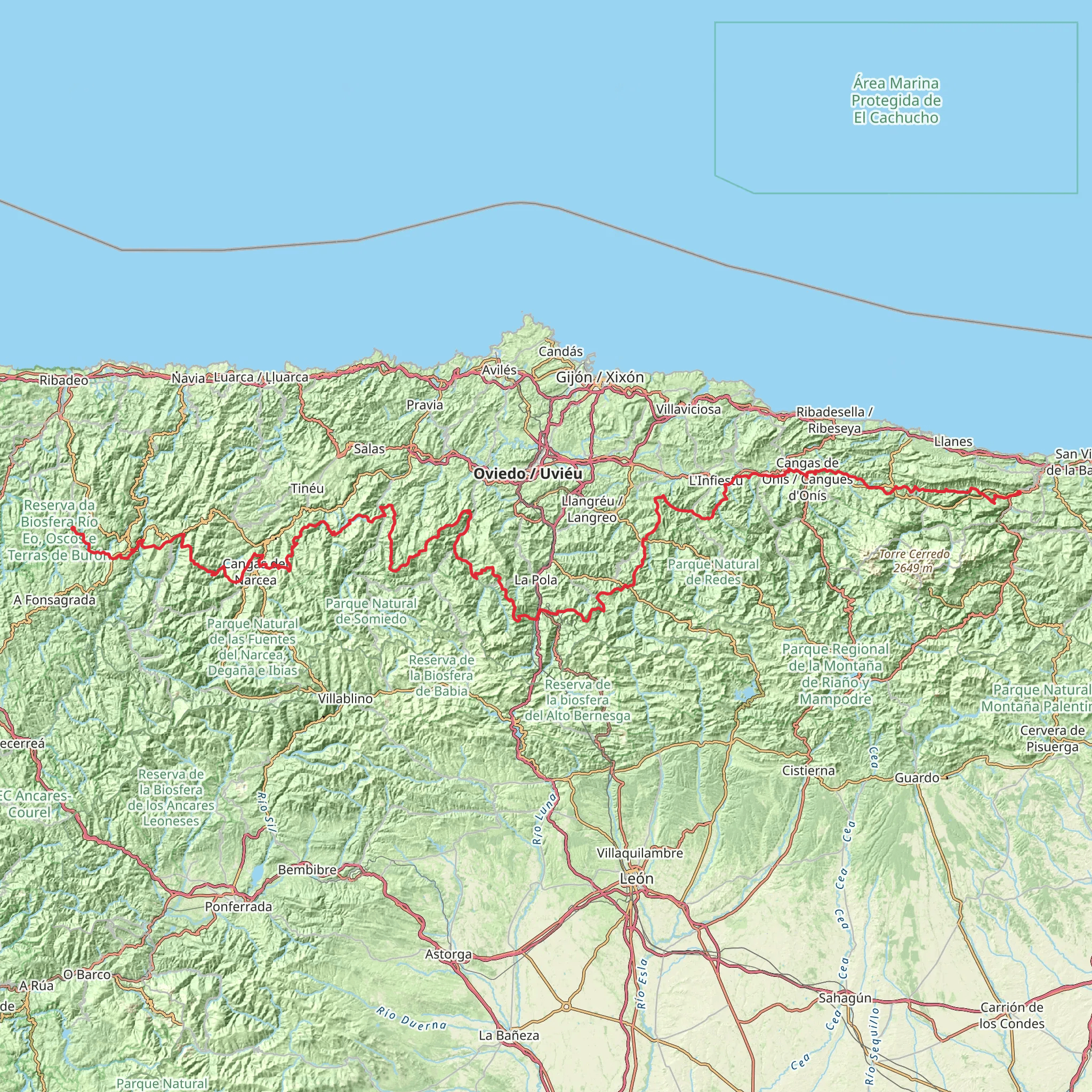 GR 109 Interior Asturias mobile static map