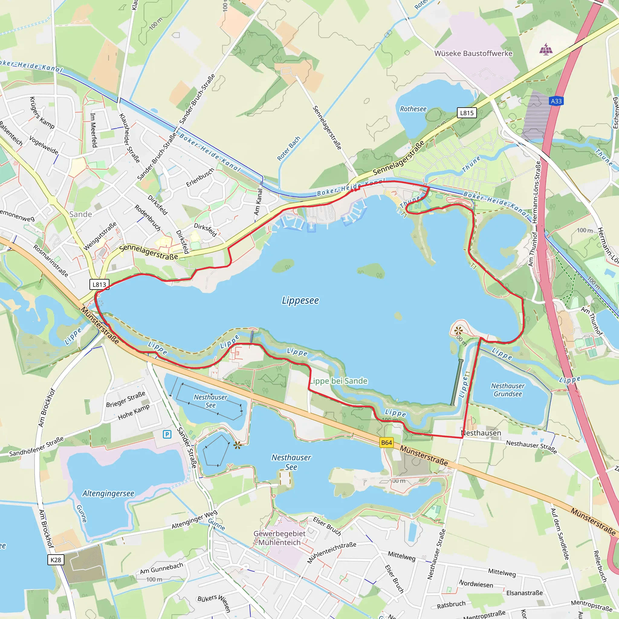 Lippesee Loop via Lippe See Rundweg mobile static map