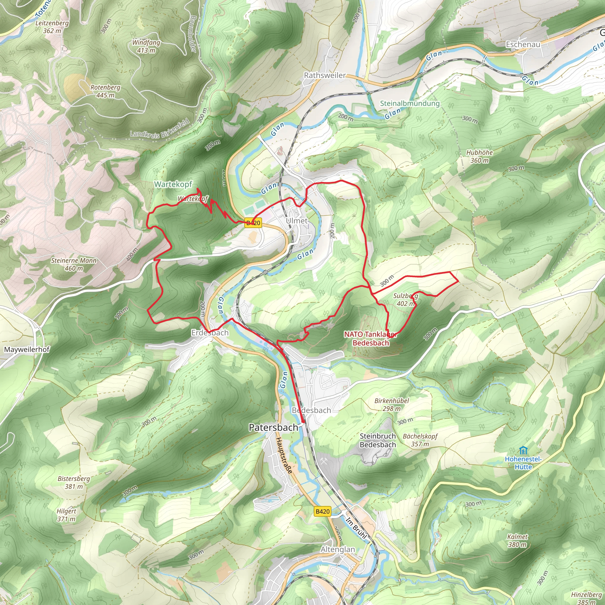 Wartekopf and Sulzberg Loop - Bedesbach mobile static map