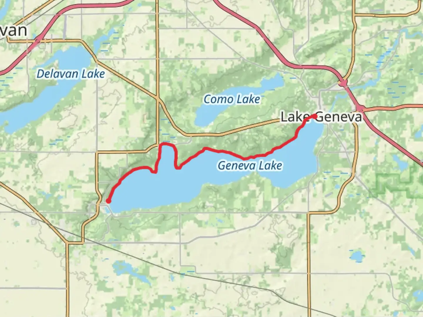 An image depicting the trail Geneva Lake Shore Path - Elm Park and its surrounding area.