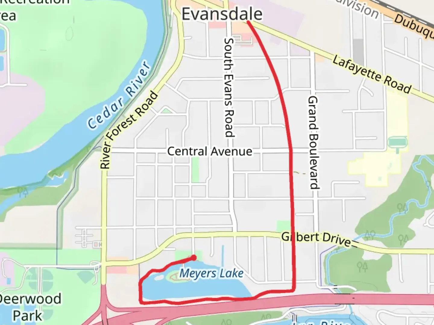 An image depicting the trail Evansdale Nature Trail and its surrounding area.
