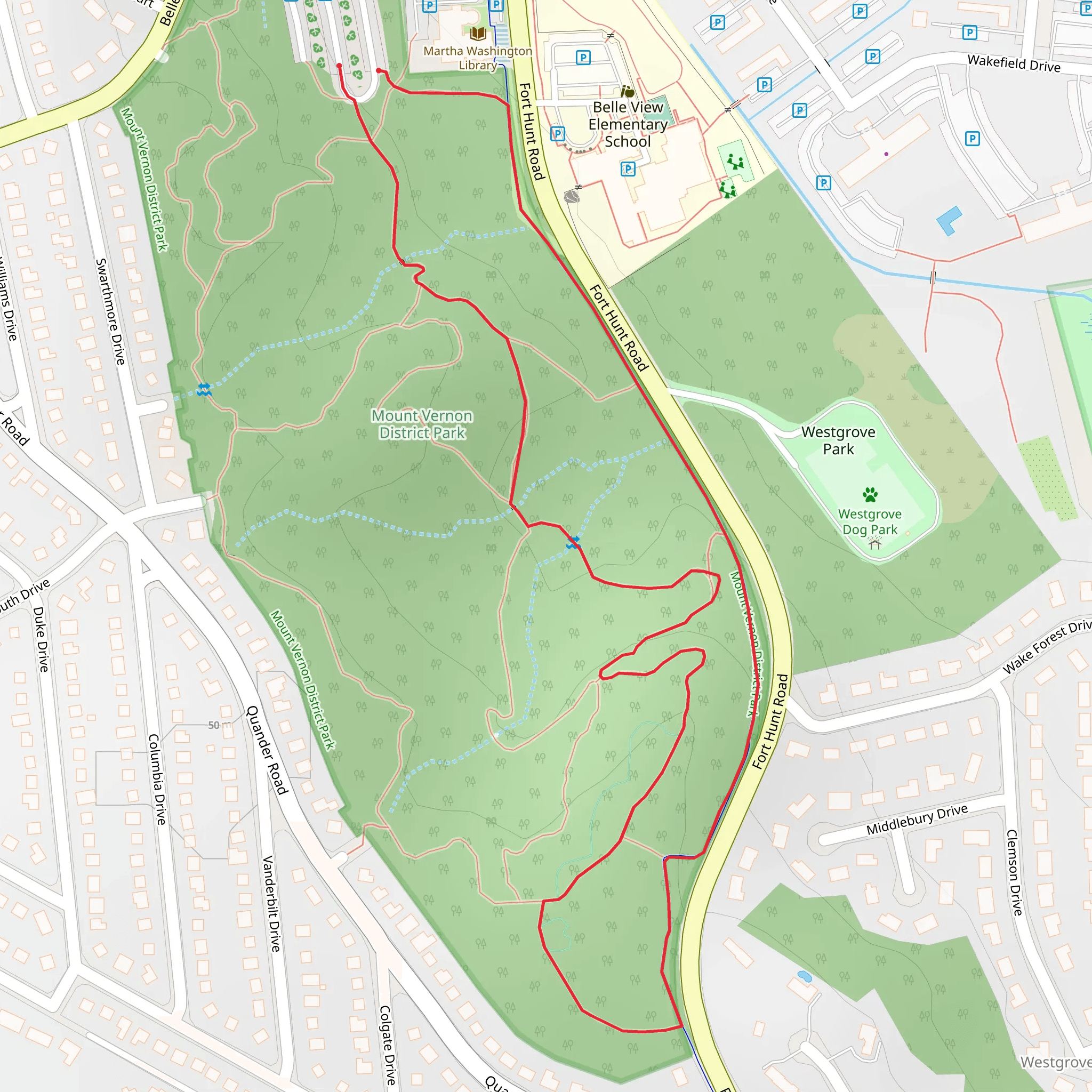 West Park and Fort Hunt Loop mobile static map