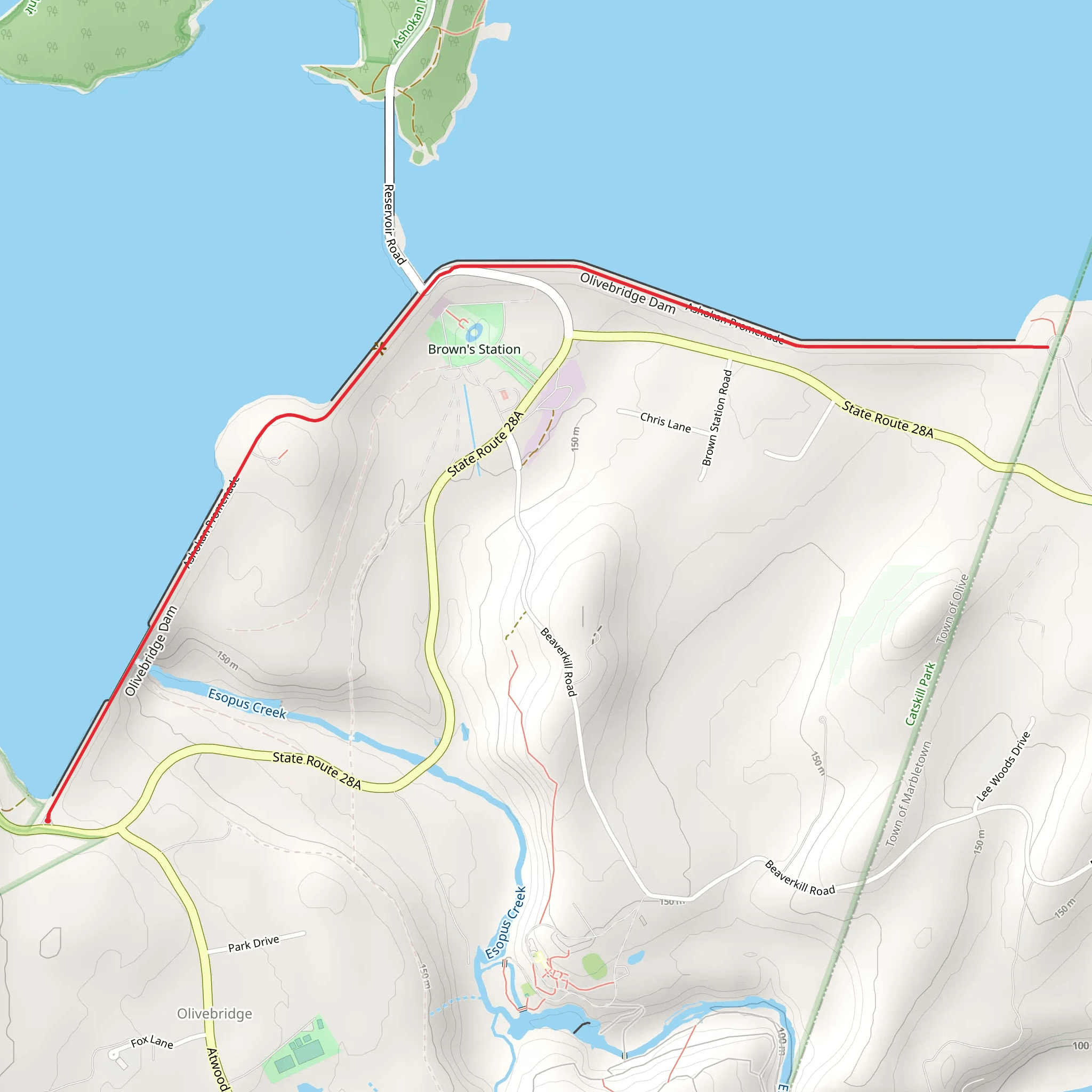 Olivebridge Dam and Ashokan Reservoir mobile static map
