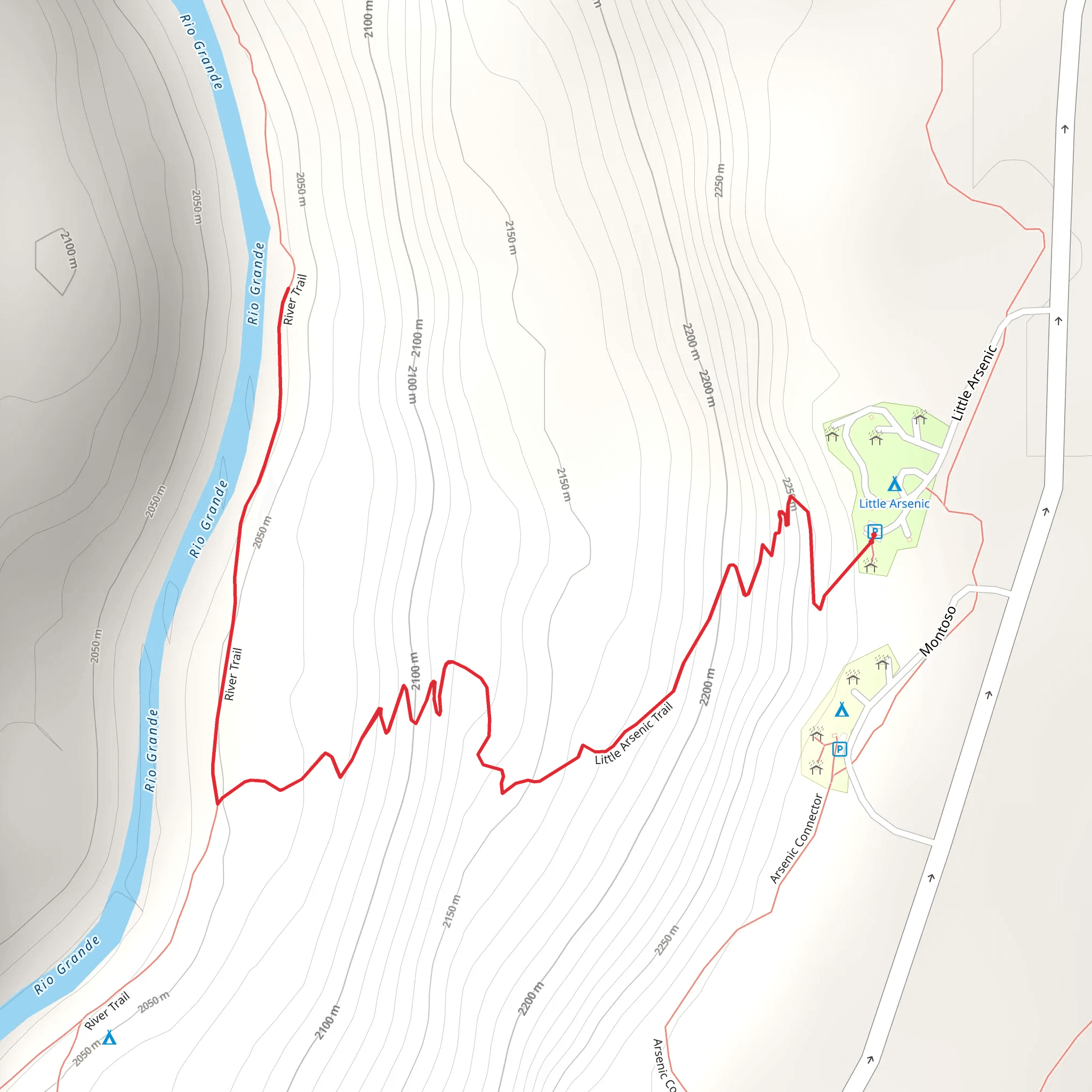Little Arsenic and River Trail to Rio Grande River mobile static map