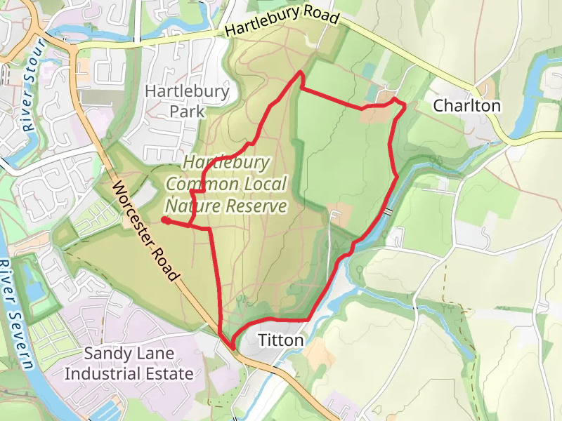 Hartlebury Common Loop mobile static map
