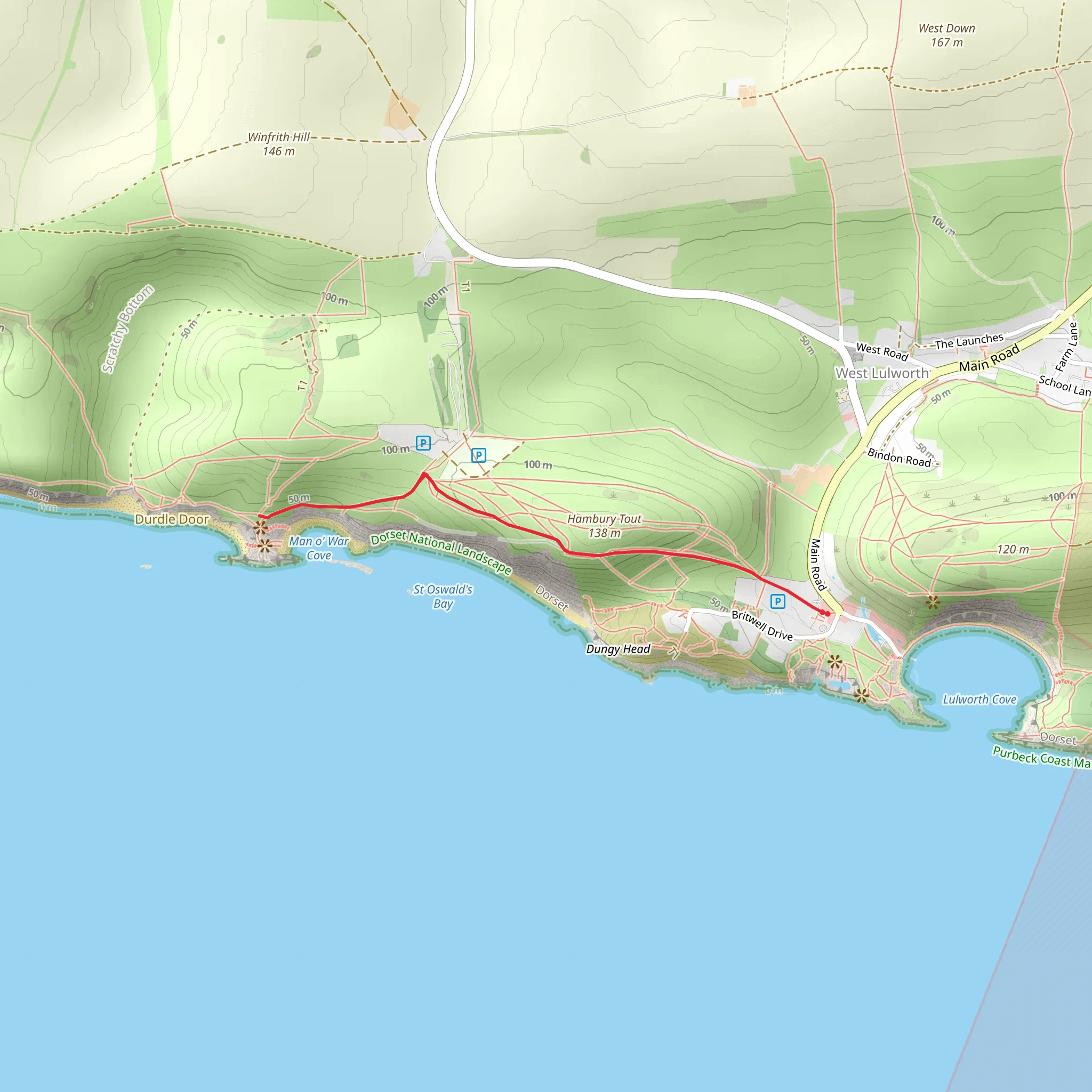 Lulworth Cove and Durdle Door mobile static map