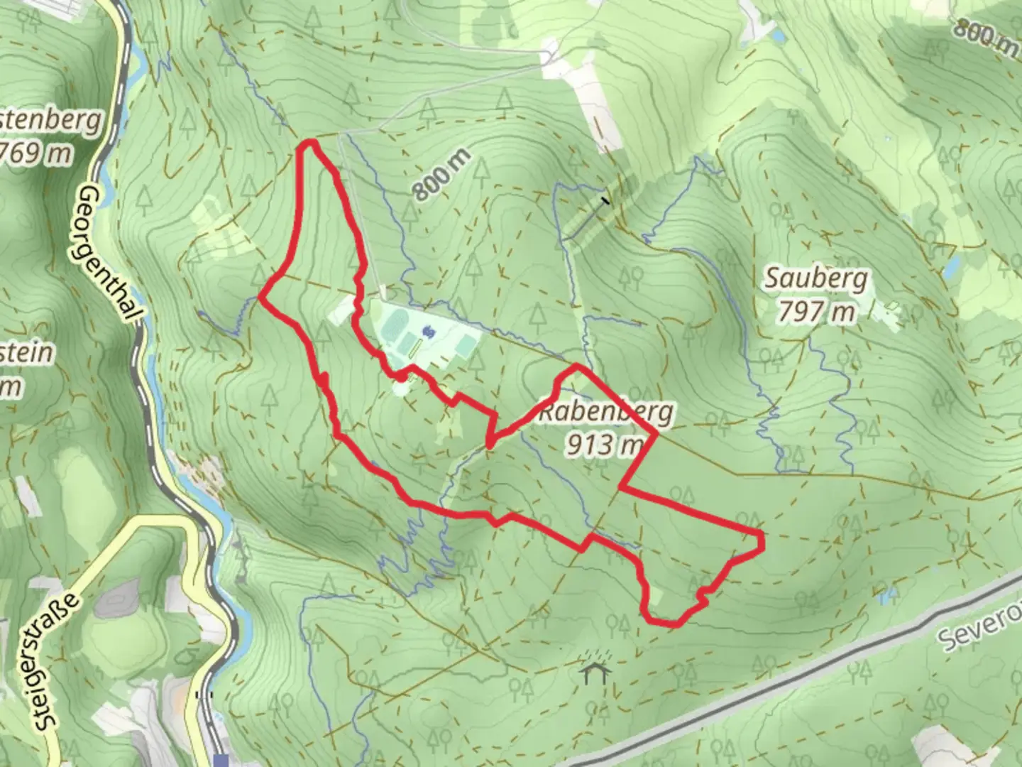 An image depicting the trail TCR Flowing Ten and Zuweg Kamm and its surrounding area.