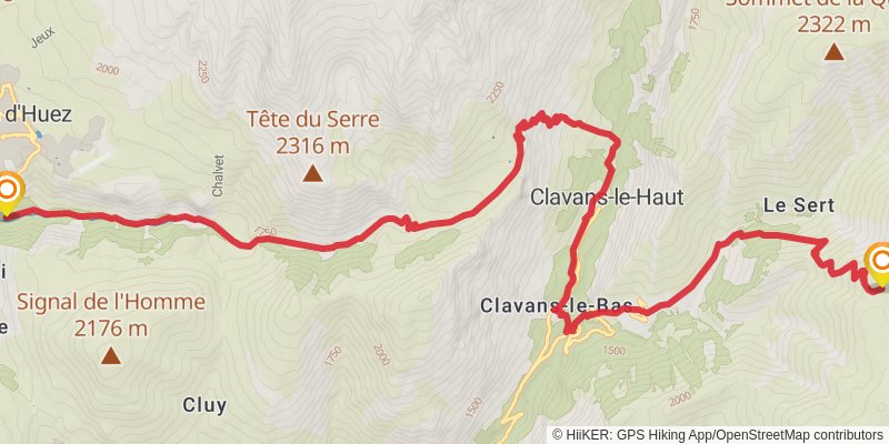 GR 54 - Tour of Oisans and Ecrins stage 13 Map