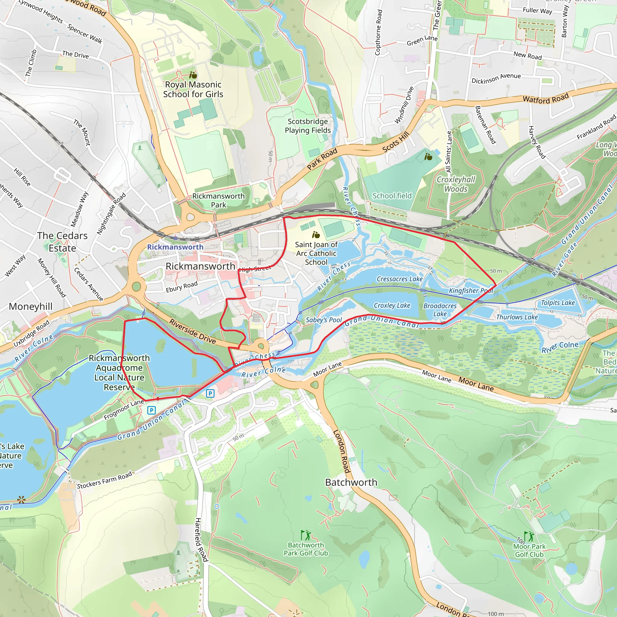 Rickmansworth Aquadrome Loop mobile static map