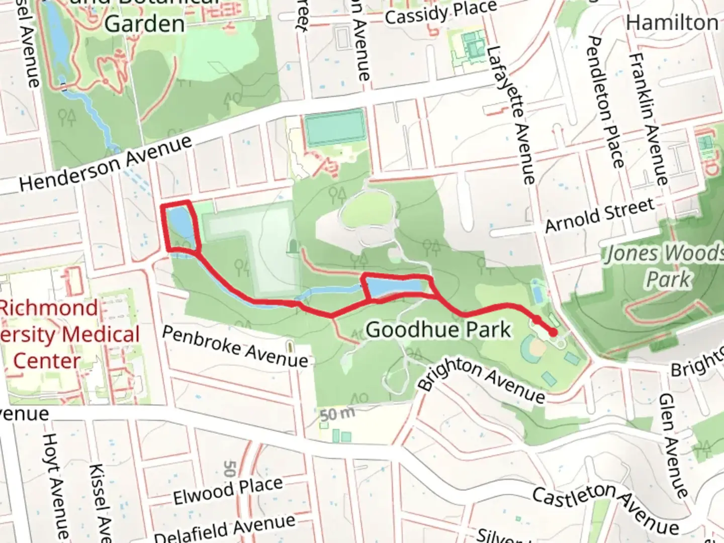 An image depicting the trail Goodhue Pond and Allison Pond Loop and its surrounding area.