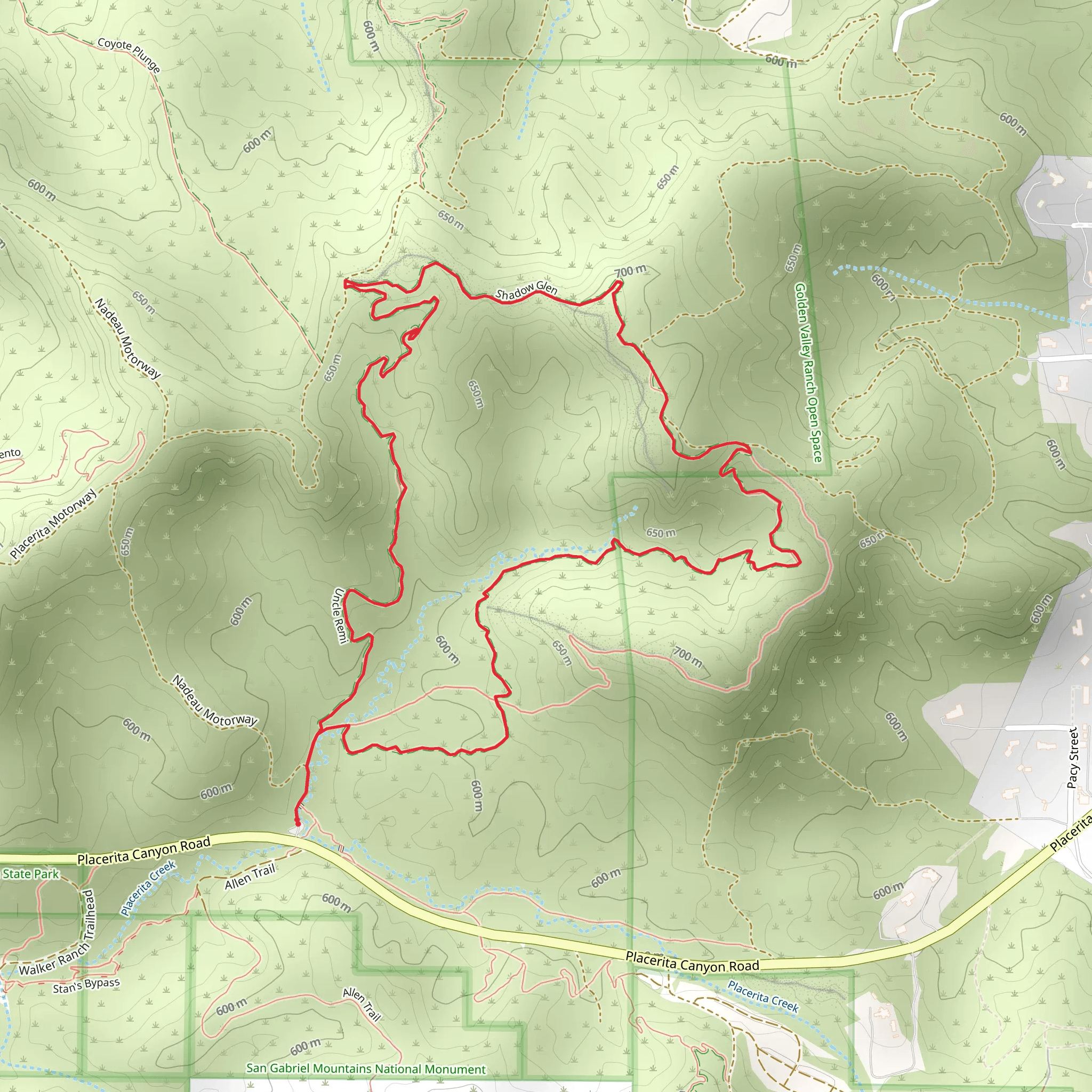 Shadow Glen and Uncle Remi Loop mobile static map