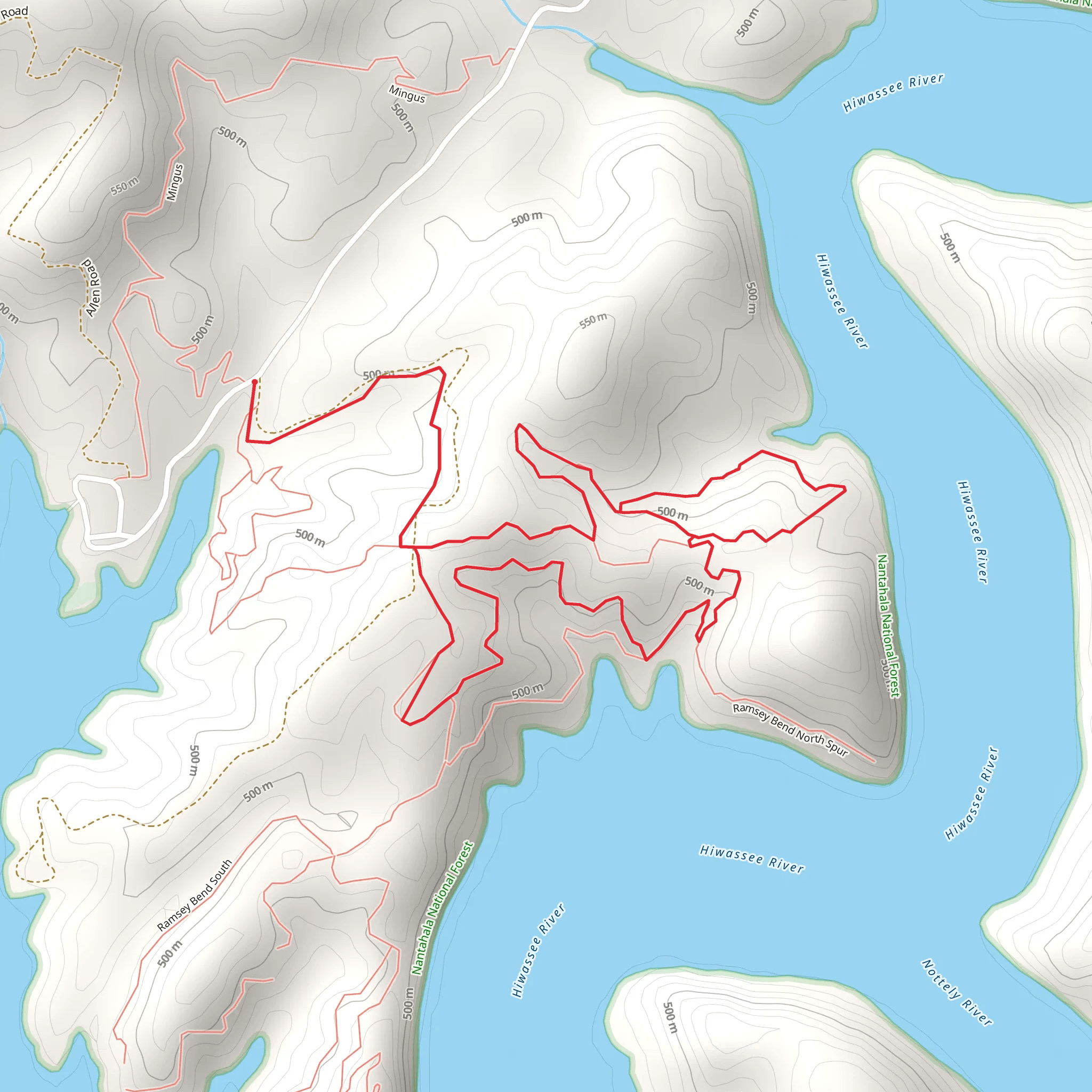 Farmer Top Overlook and Ramsey Bend North Loop mobile static map