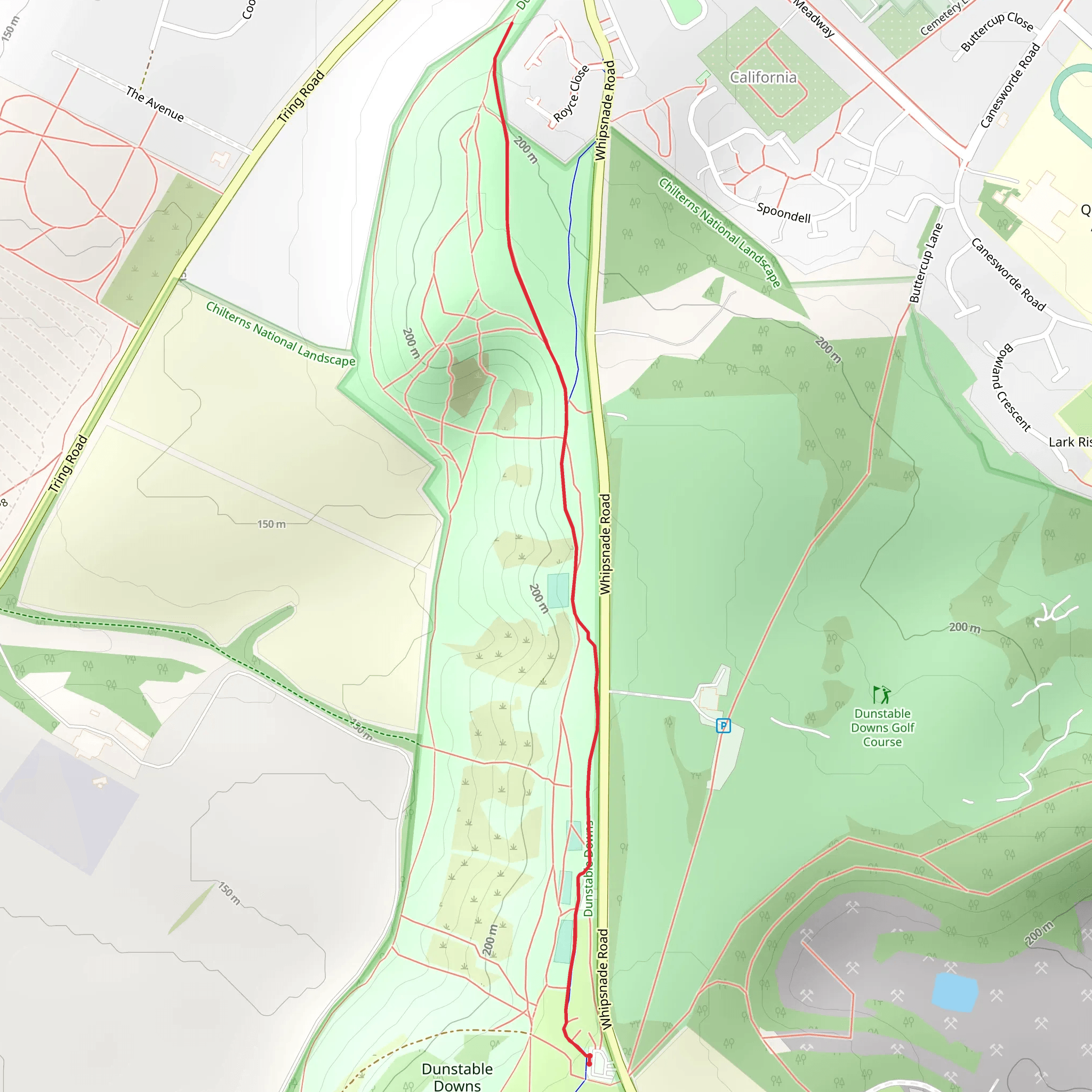 Dunstable Downs Five Knolls Wildlife and heritage Walk - Bedfordshire mobile static map