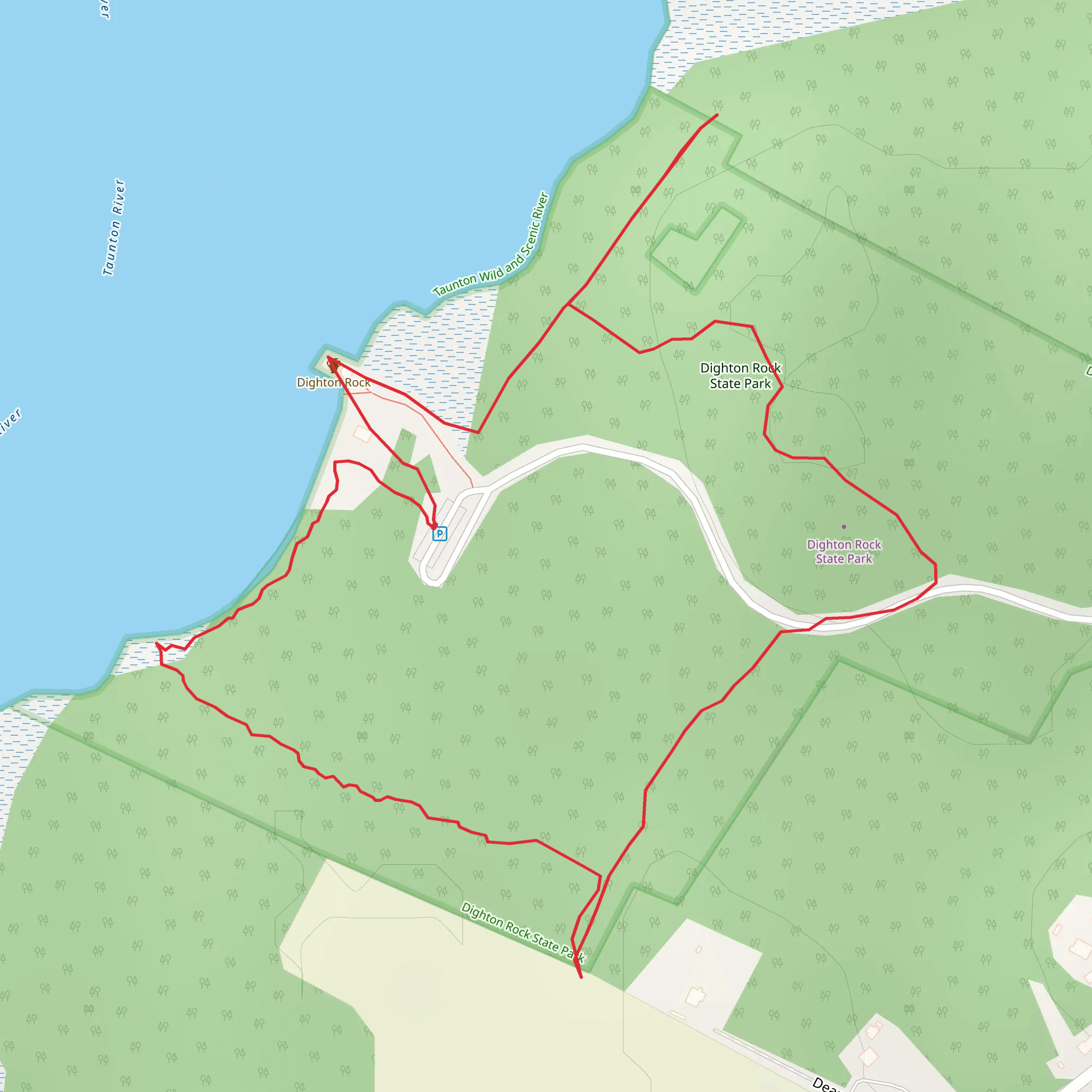 Dighton Rock State Park Loop mobile static map
