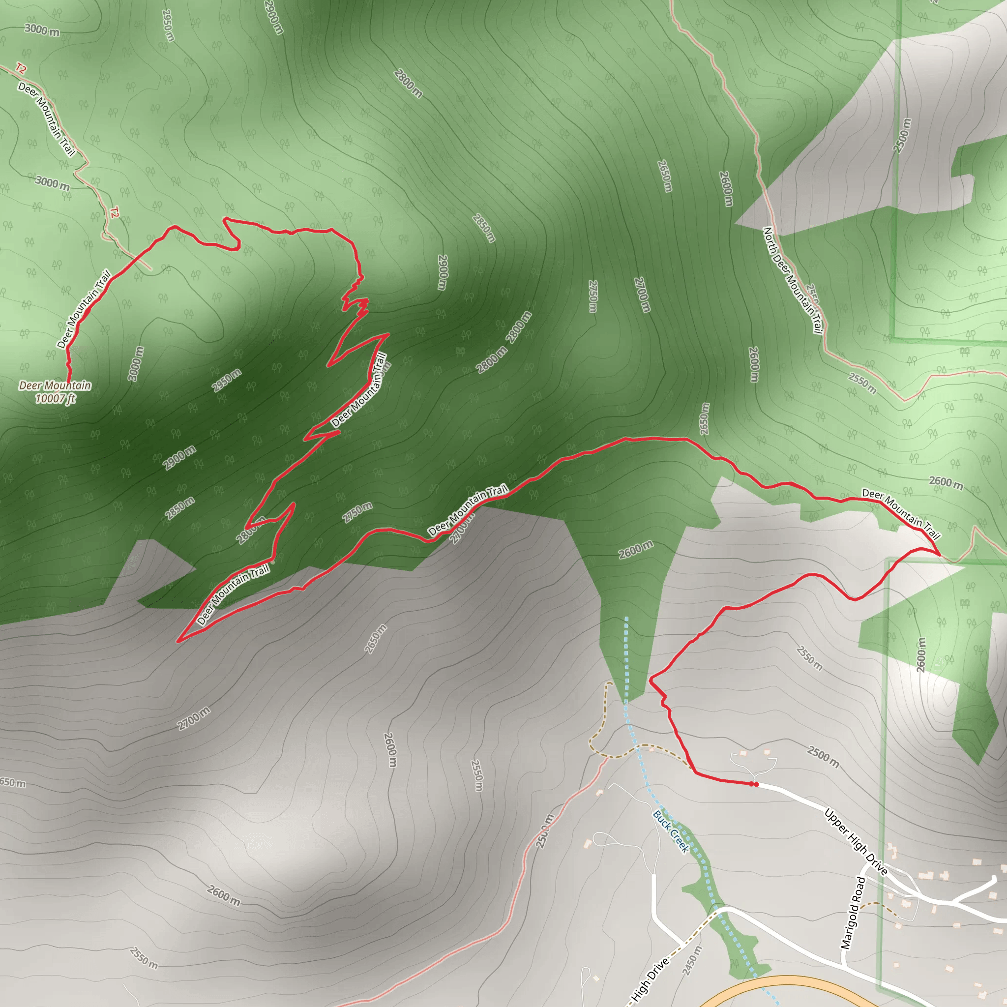 Deer Mountain Trail - Upper High Drive mobile static map