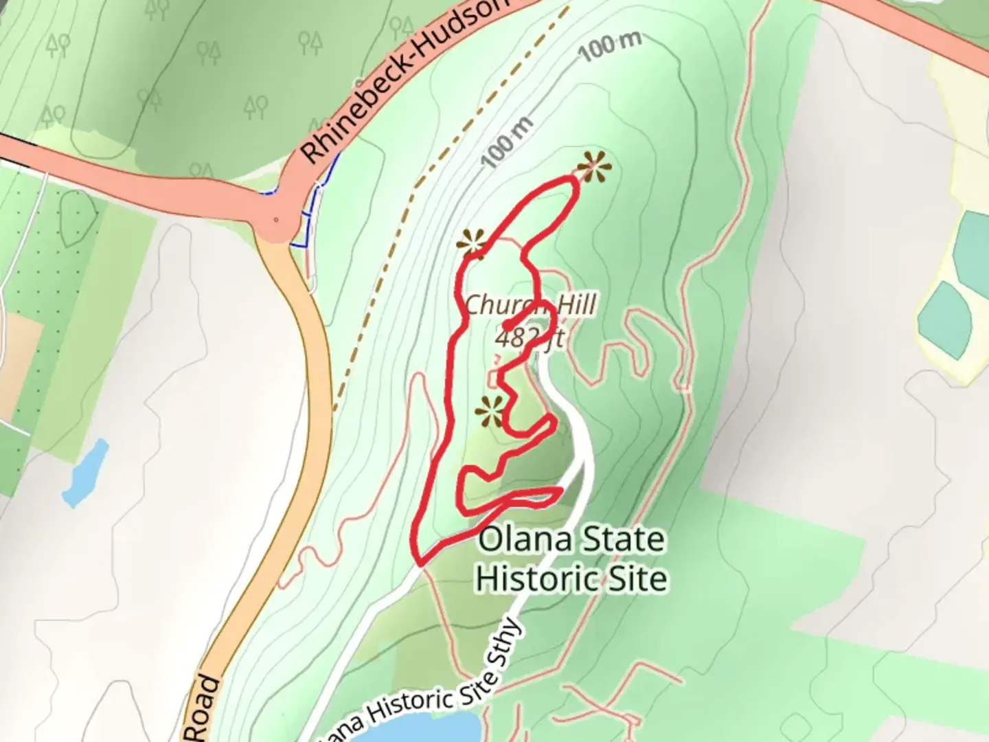 An image depicting the trail Church Hill Loop and its surrounding area.