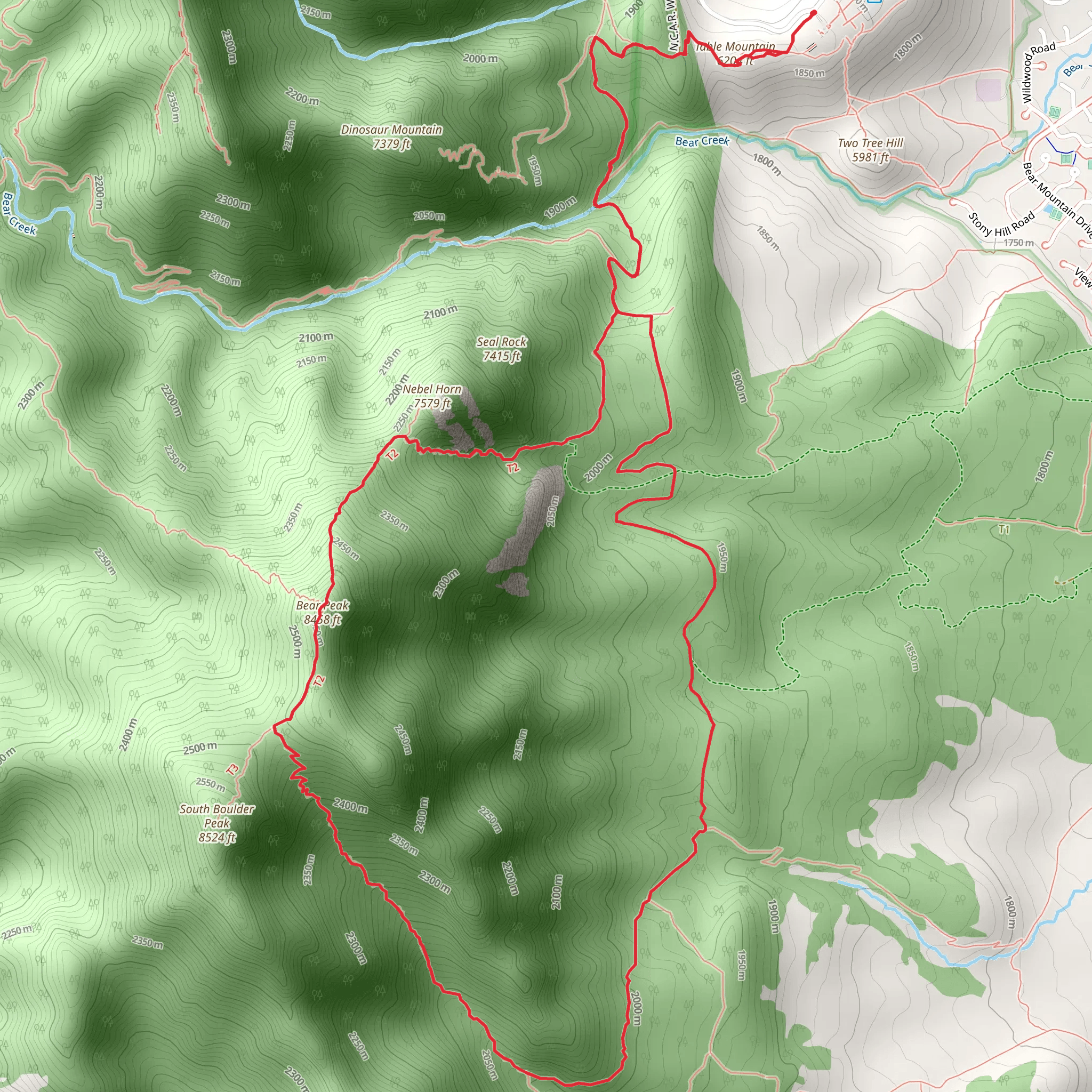 NCAR, Bear Peak and Mesa Loop Trail mobile static map