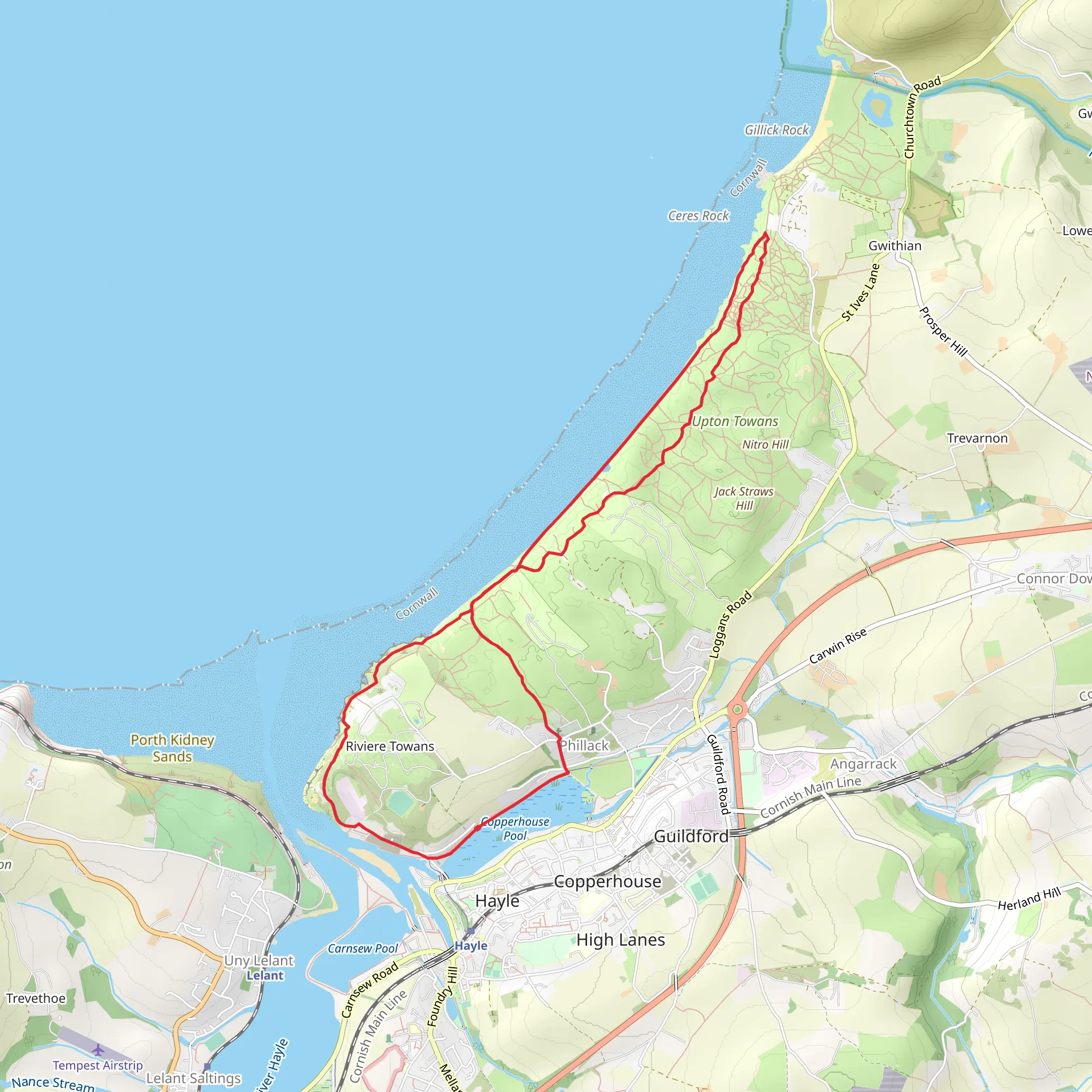 Hayle and The Towans Trail mobile static map