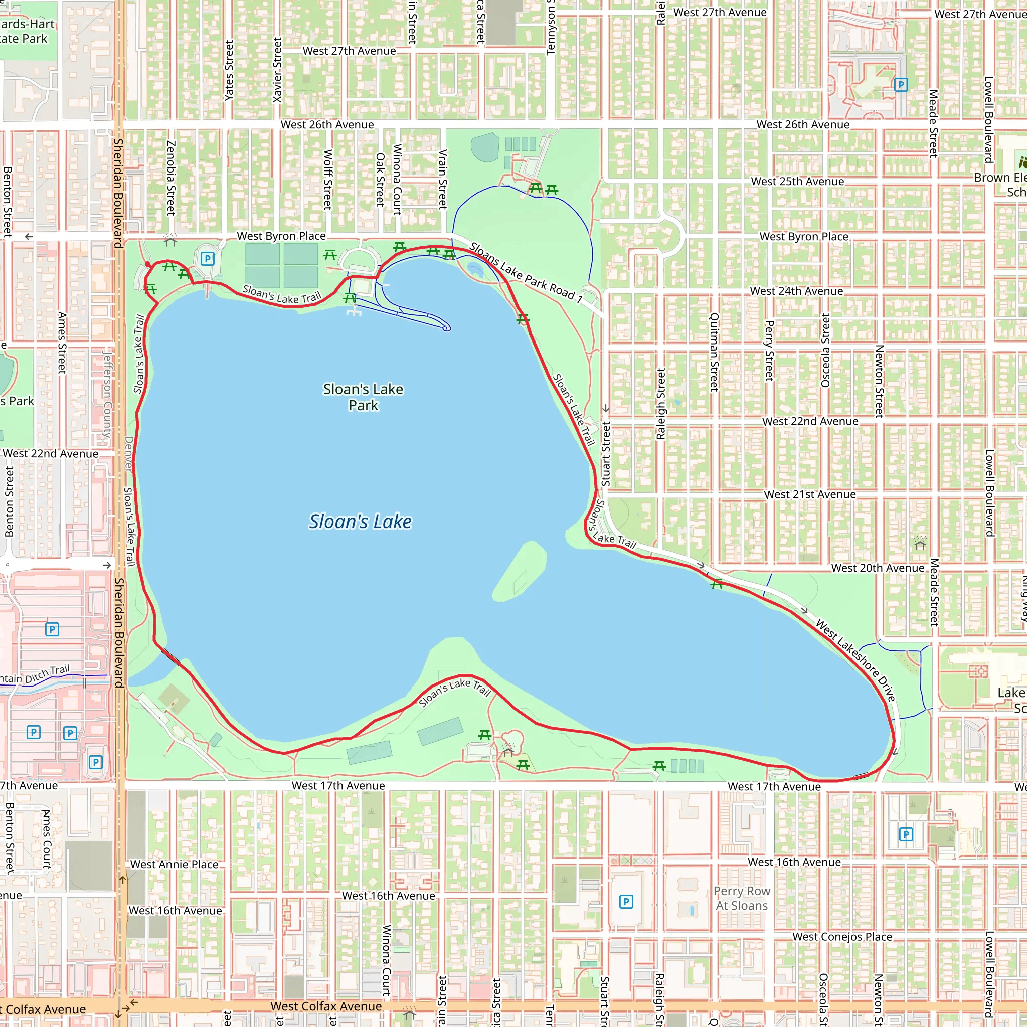 Sloans Lake Trail Loop mobile static map